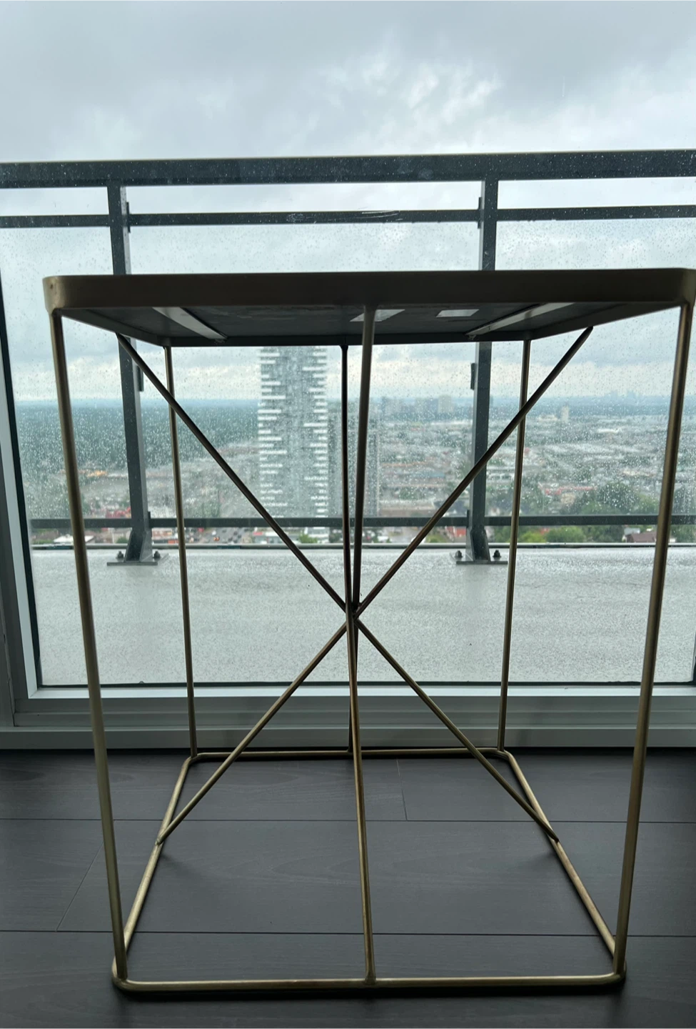 Square Gold Frame Mirror Side-table