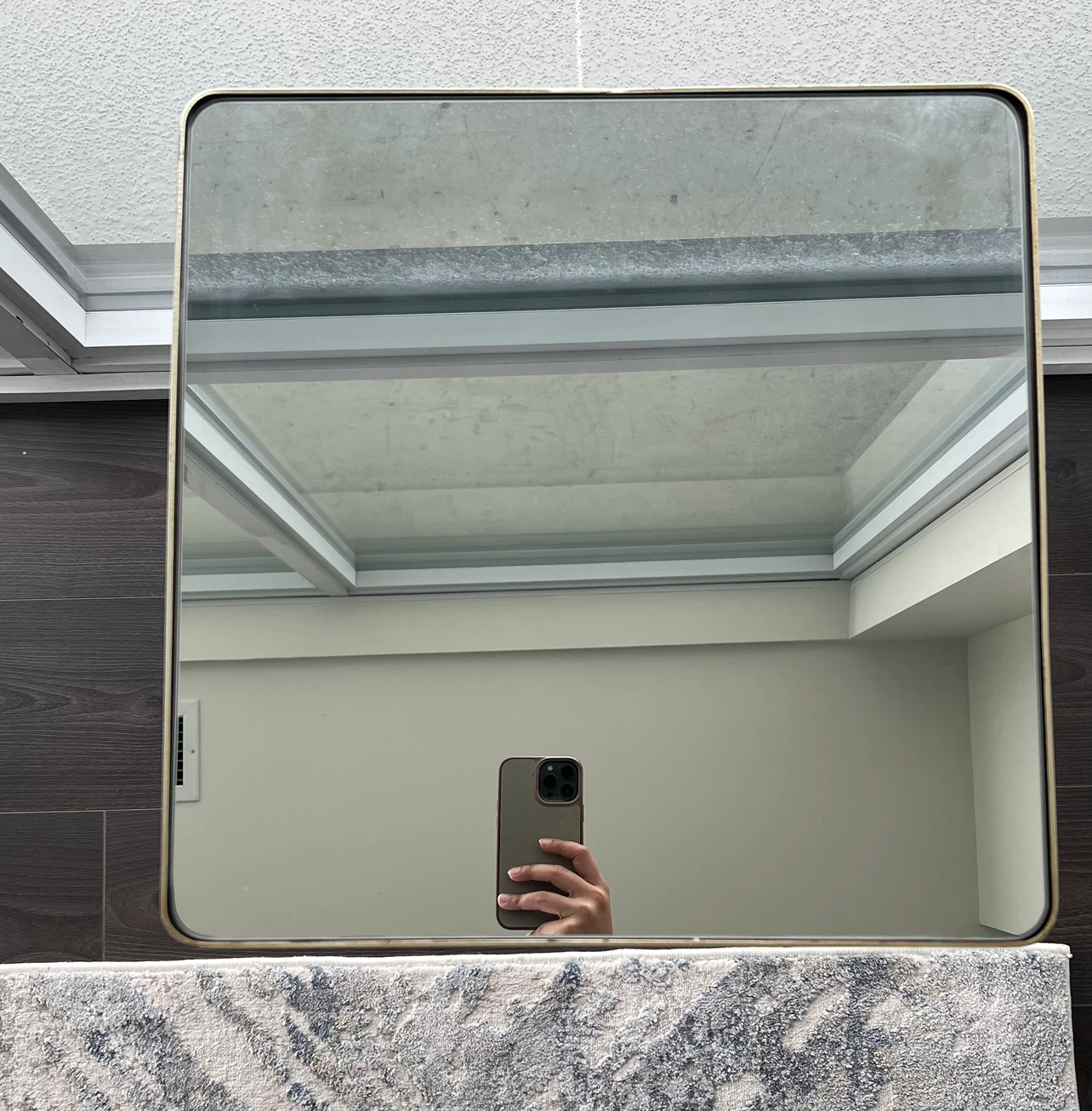 Square Gold Frame Mirror Side-table - photo 2