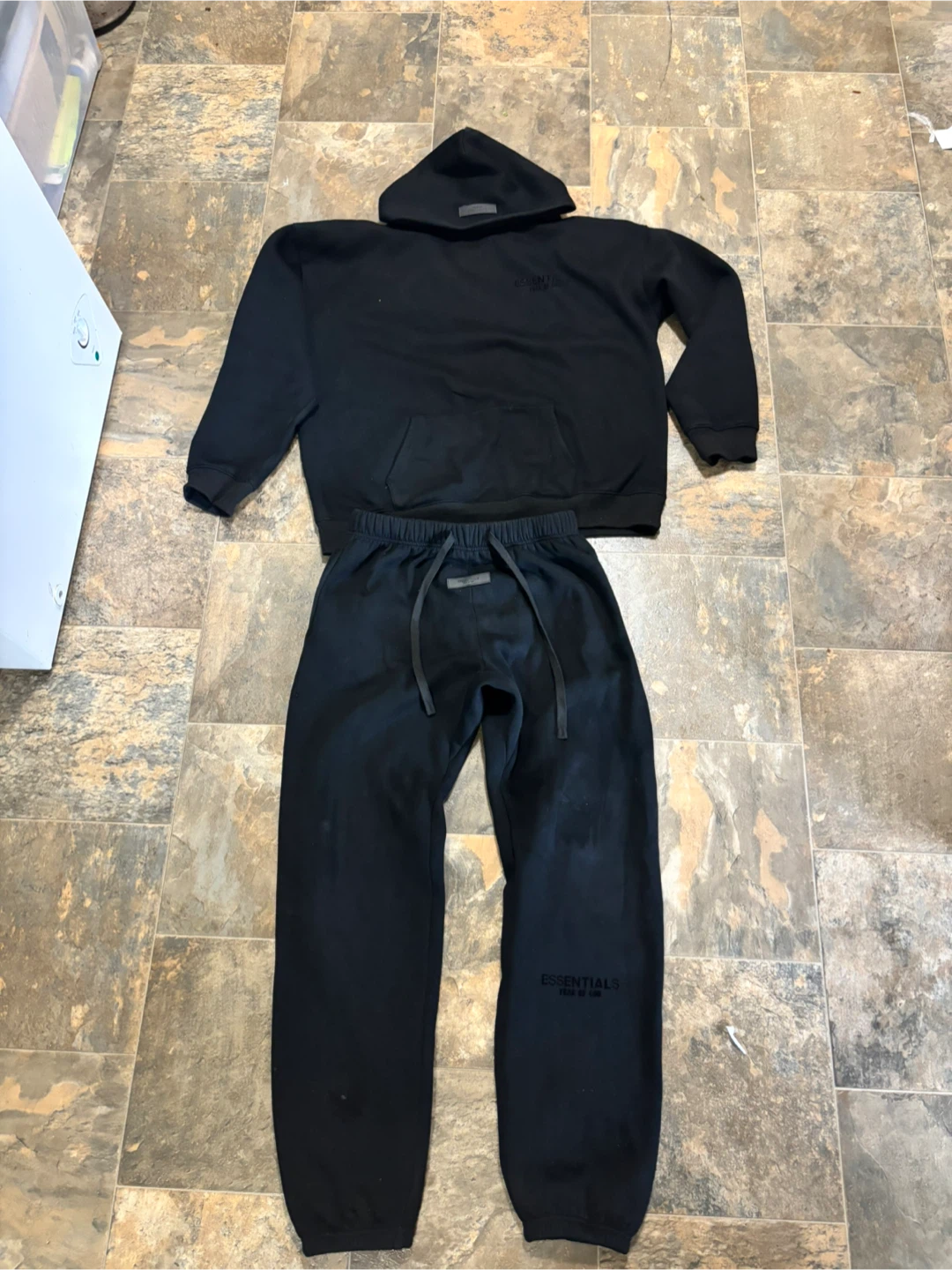 Fear of God Essentials Black Hoodie and Sweatpants Set