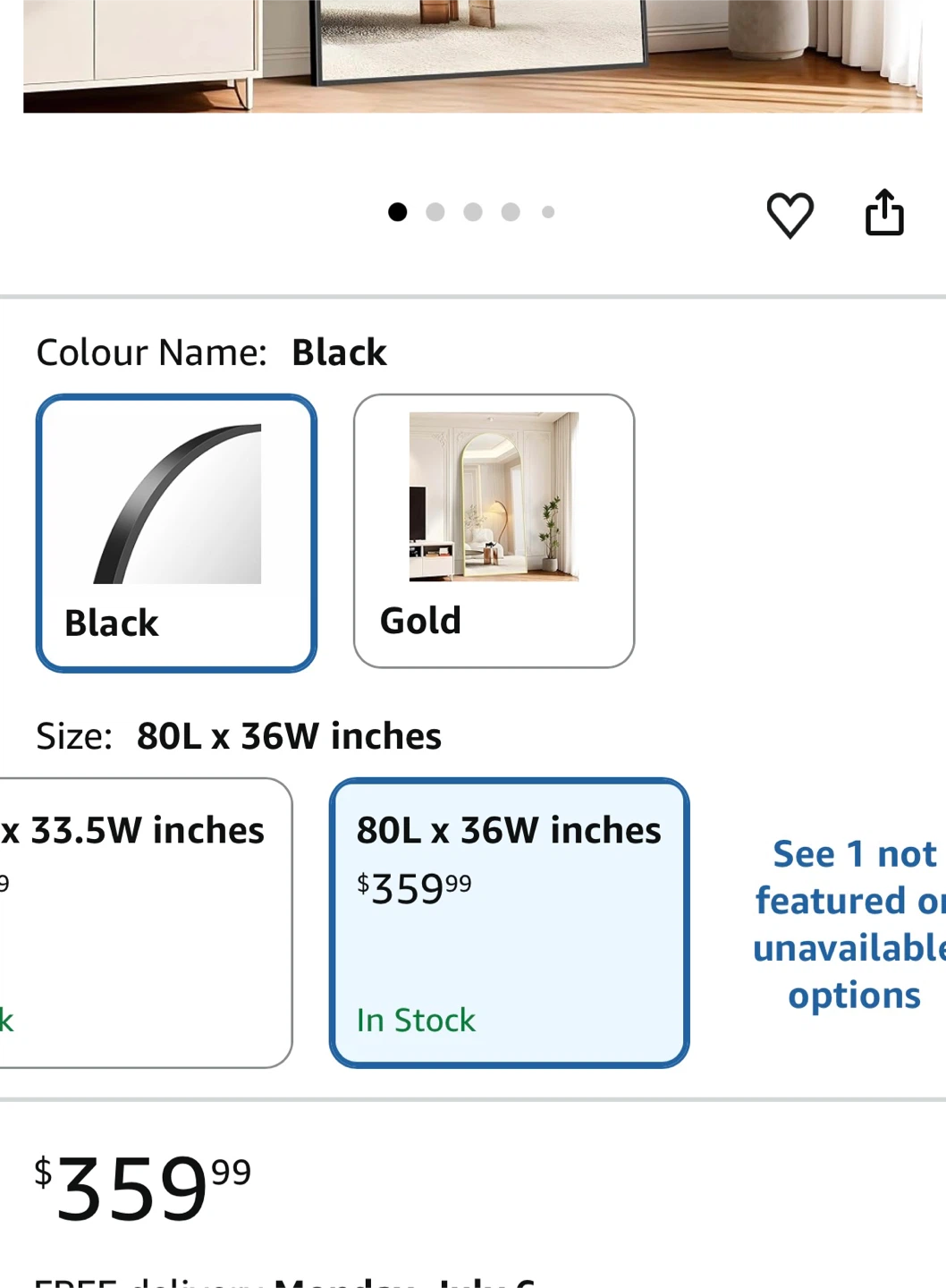 Full Length Mirror - Black