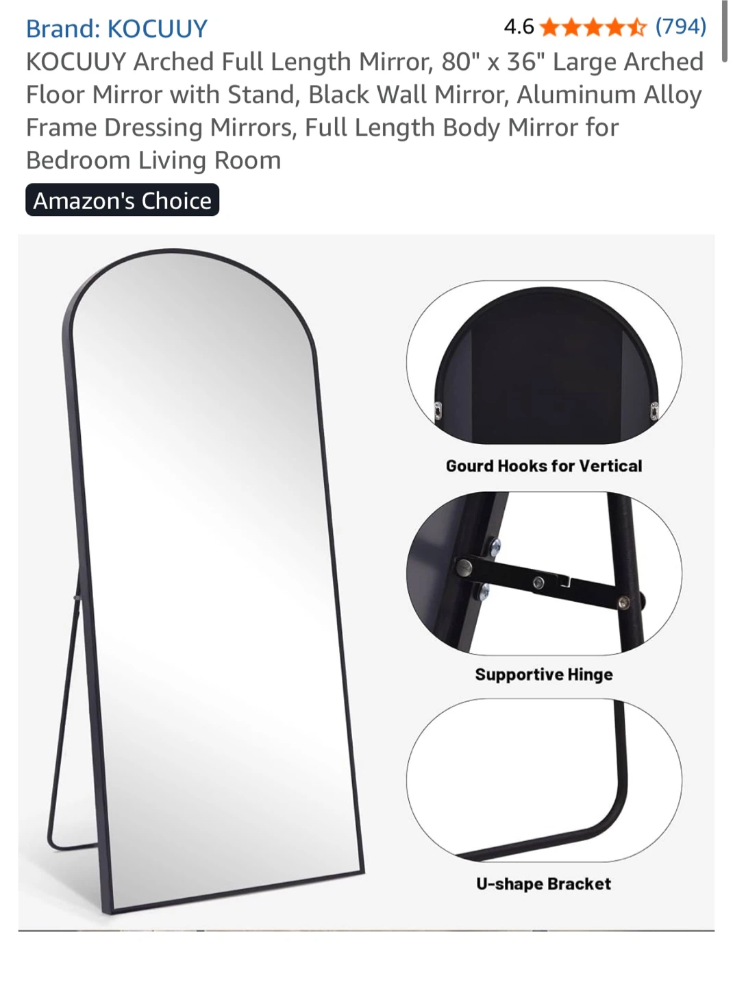 Full Length Mirror - Black - photo 2