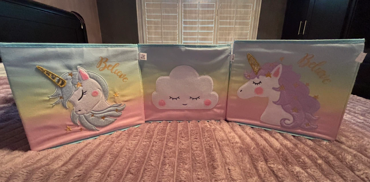Set of 3 Unicorn & Cloud Storage Bins