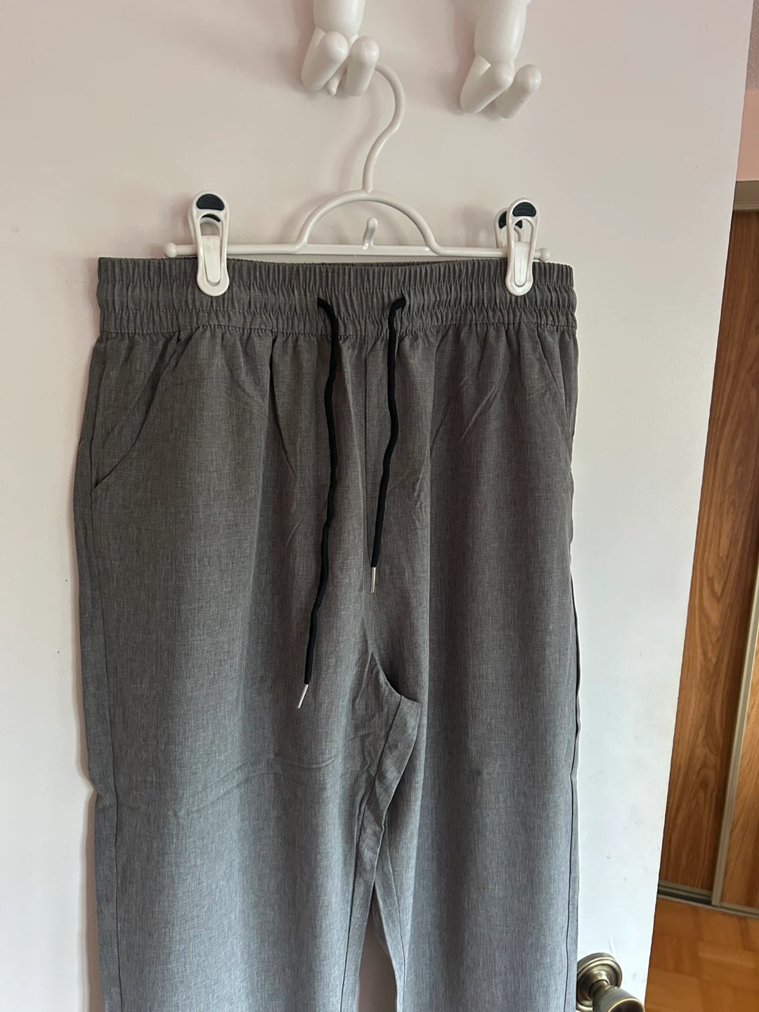 Grey Elastic Waist Pants with Drawstring - photo 2
