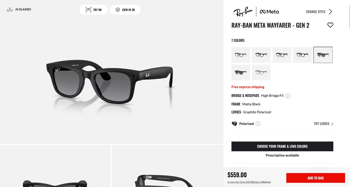 Ray-Ban Meta Wayfarer Gen 2 Smart Glasses - photo 2