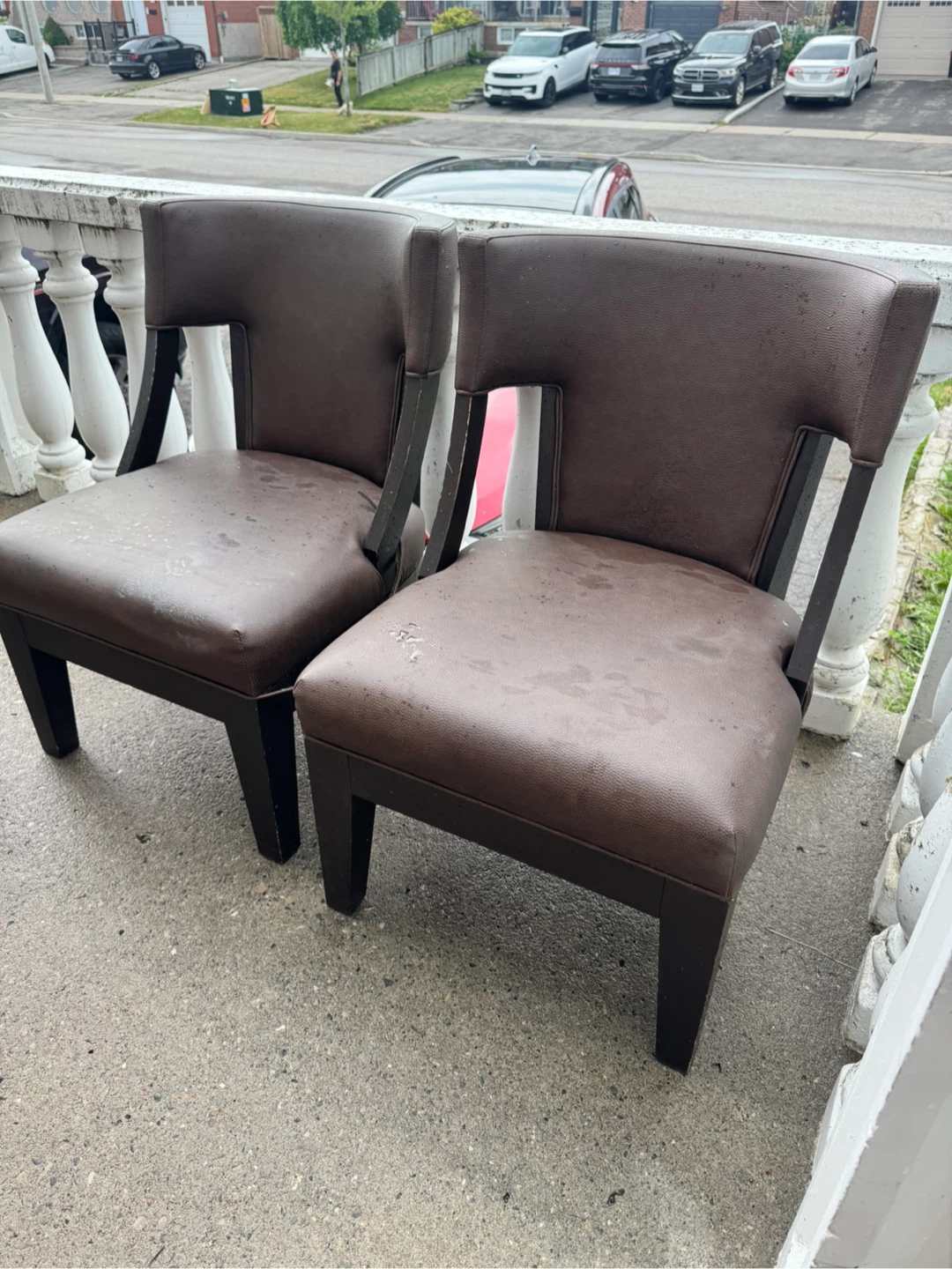 Set of 2 Brown Faux Leather Dining Chairs