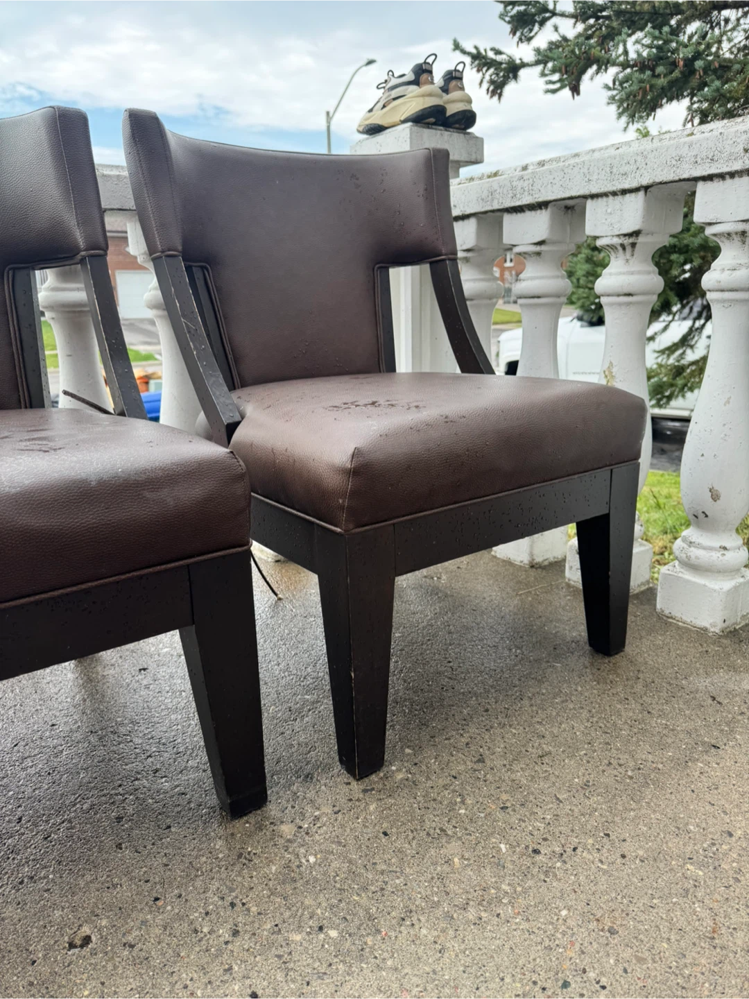 Set of 2 Brown Faux Leather Dining Chairs - photo 3
