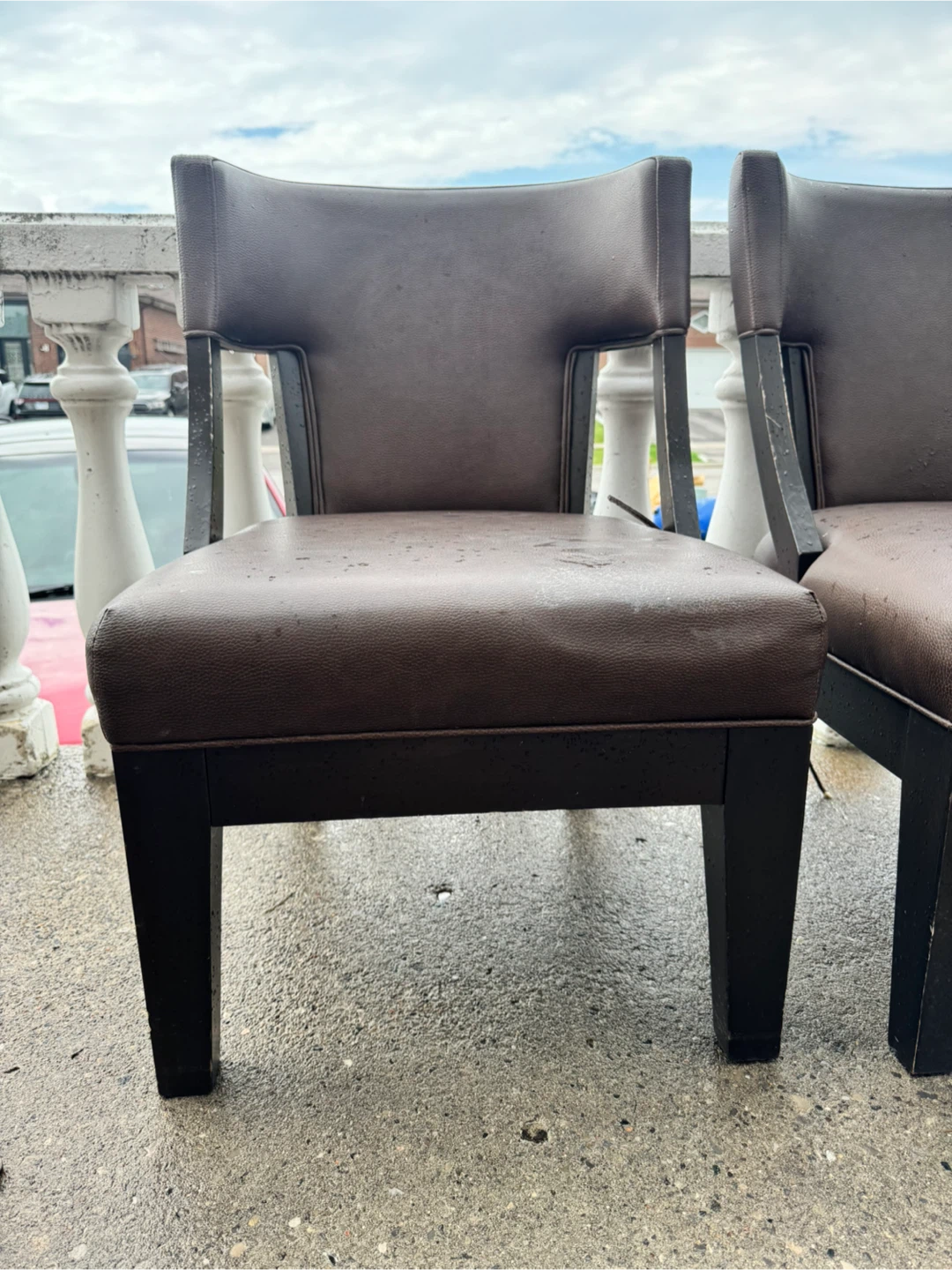 Set of 2 Brown Faux Leather Dining Chairs - photo 4