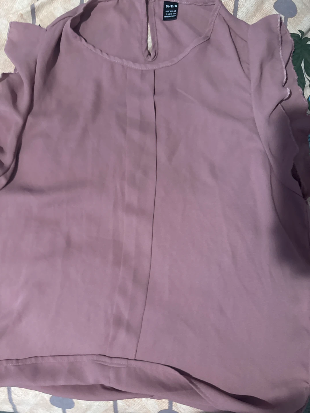 SHEIN Mauve Ruffle Sleeve Top