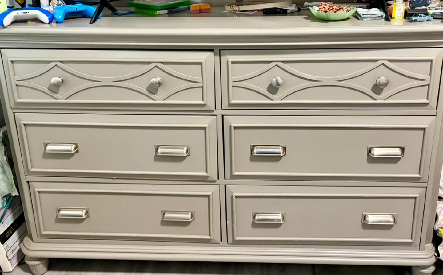 Gray 6-Drawer Dresser with Mirror