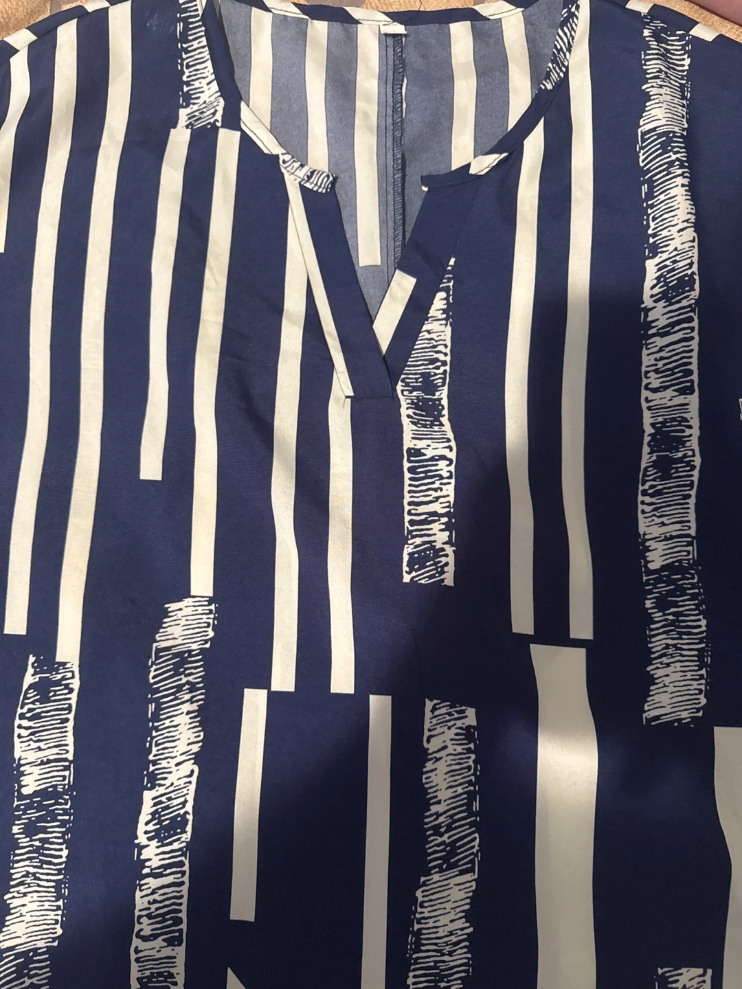 Blue and White Striped Blouse