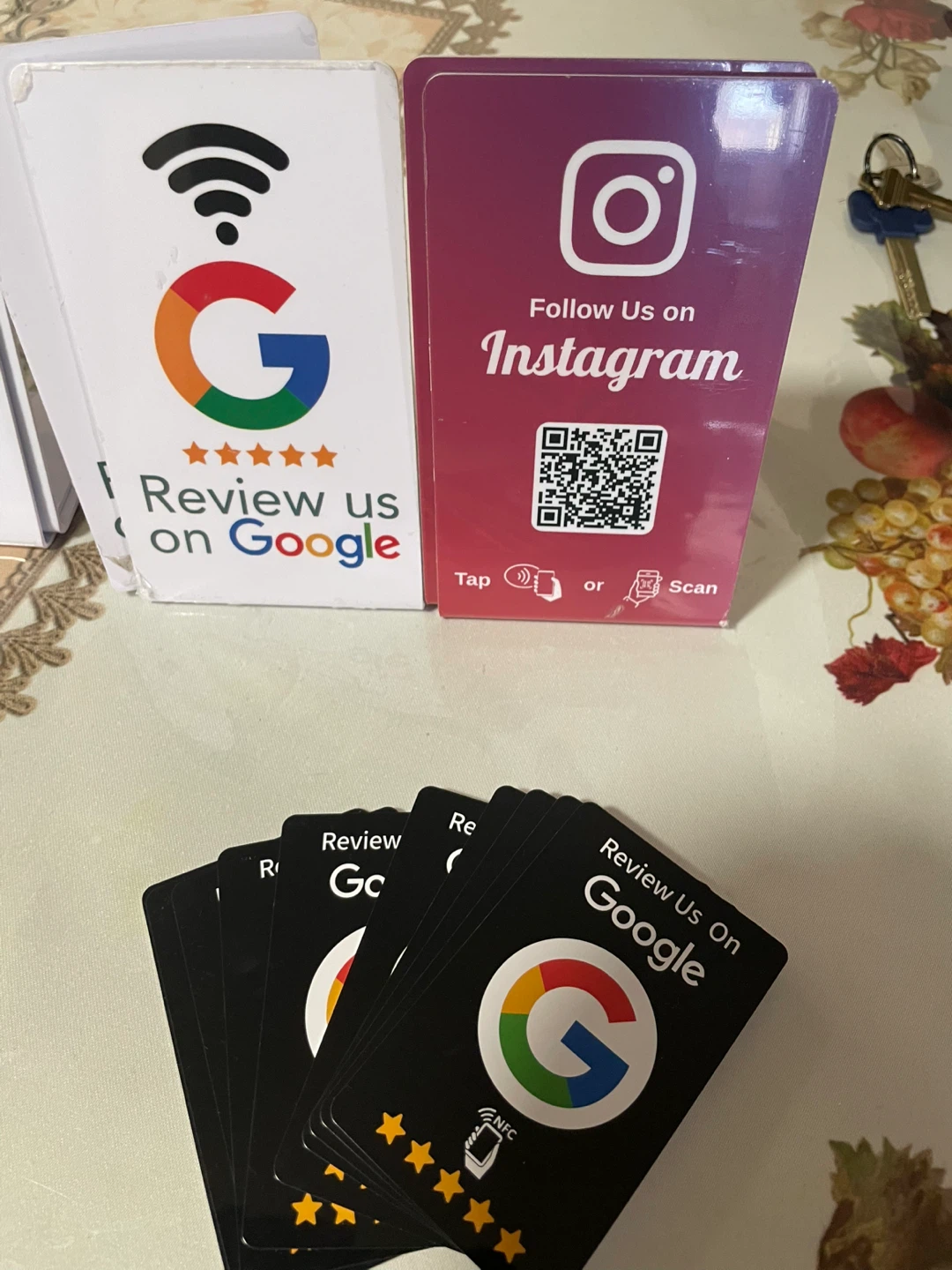 Google Review NFC Tap Stand (Black & White)