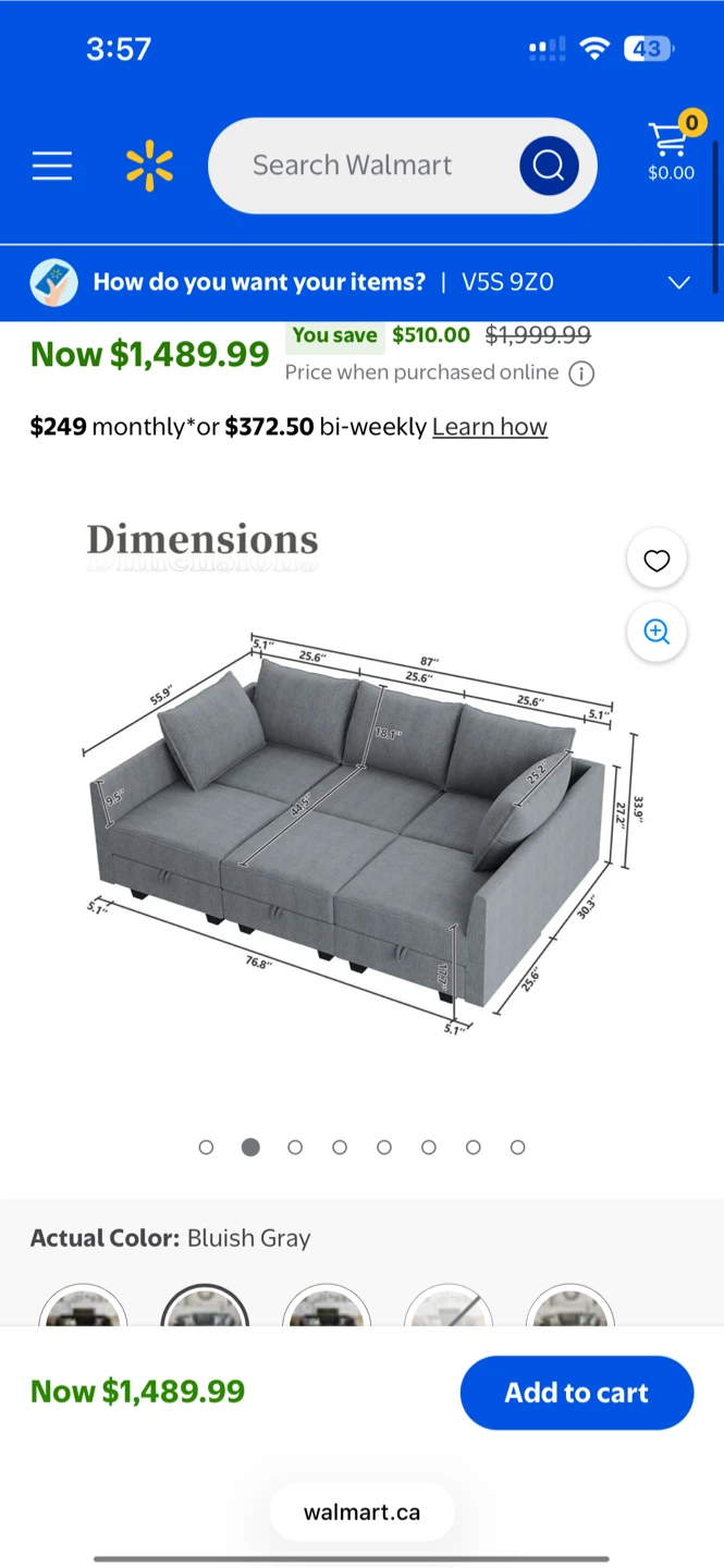 HONBAY Aqua Blue 6-Piece Velvet Sofa Bed with Storage - photo 5