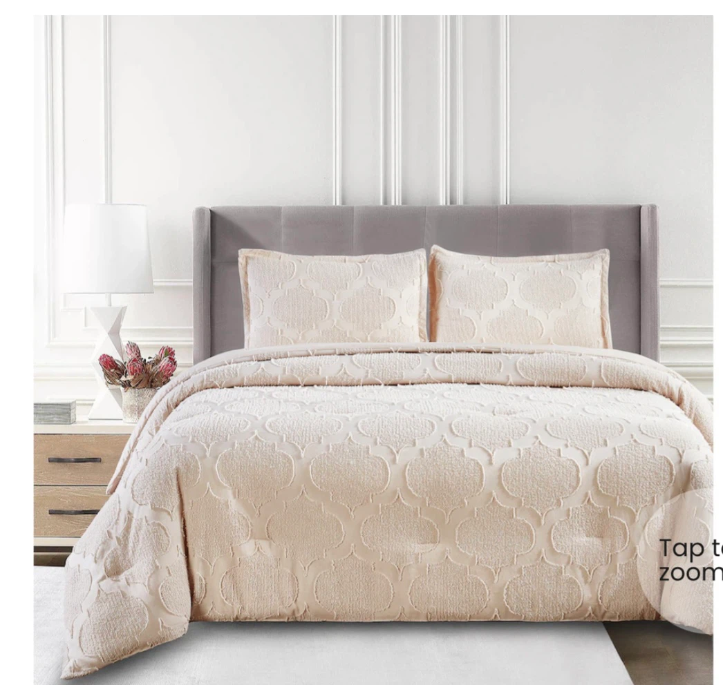 NEW Home Suite king Comforter Set 3PCS clip Jacques( beige)