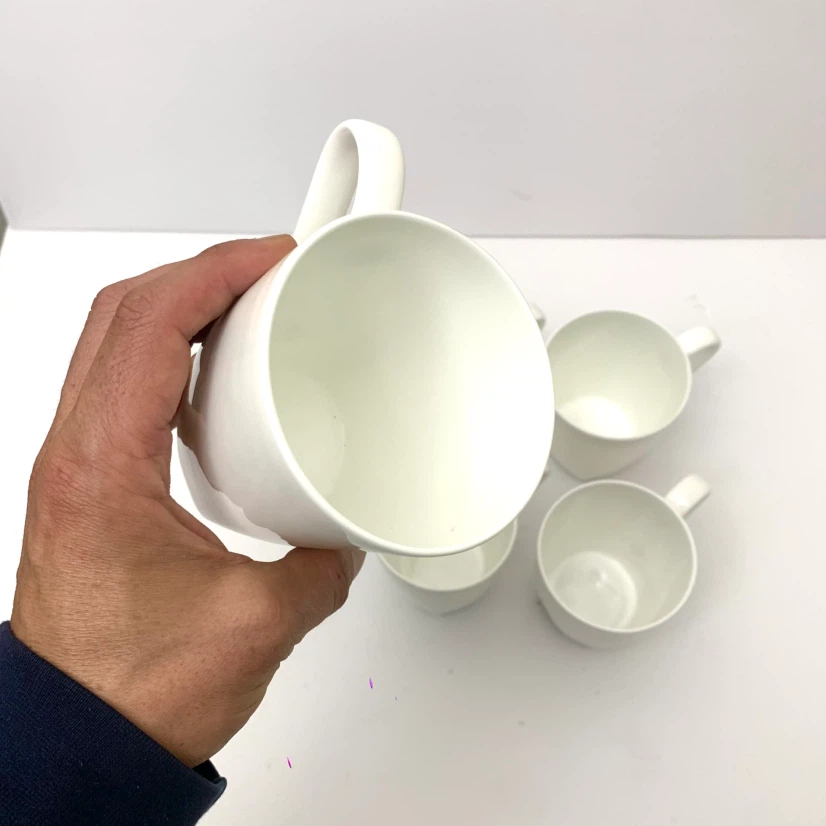 Bone China Coffee Mugs White Tea Cups Roscher Set of 5 Ceramic - photo 2