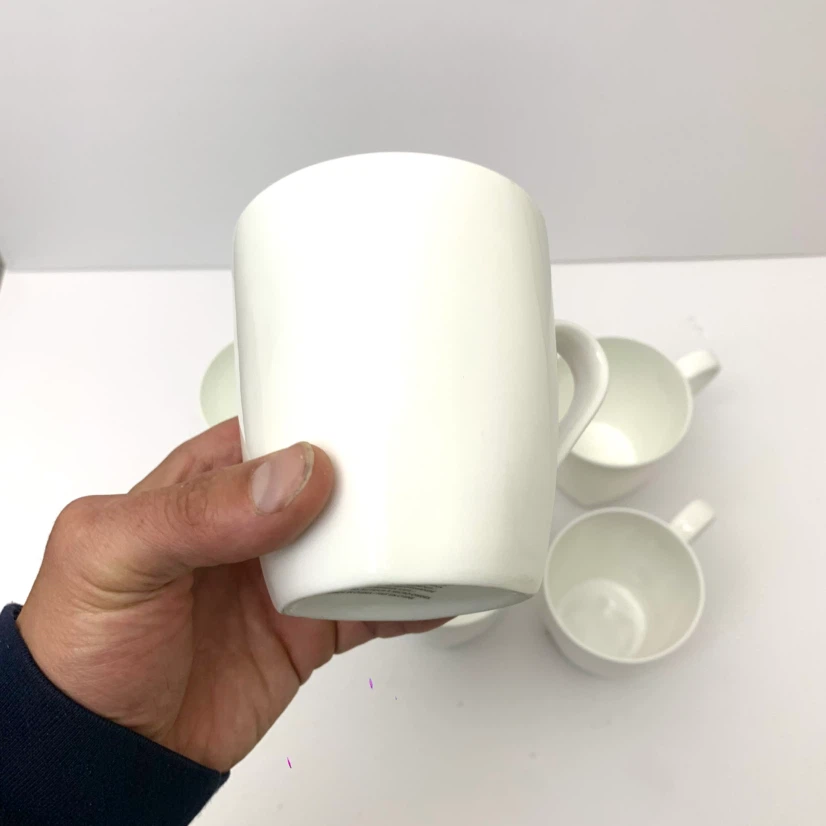 Bone China Coffee Mugs White Tea Cups Roscher Set of 5 Ceramic - photo 3