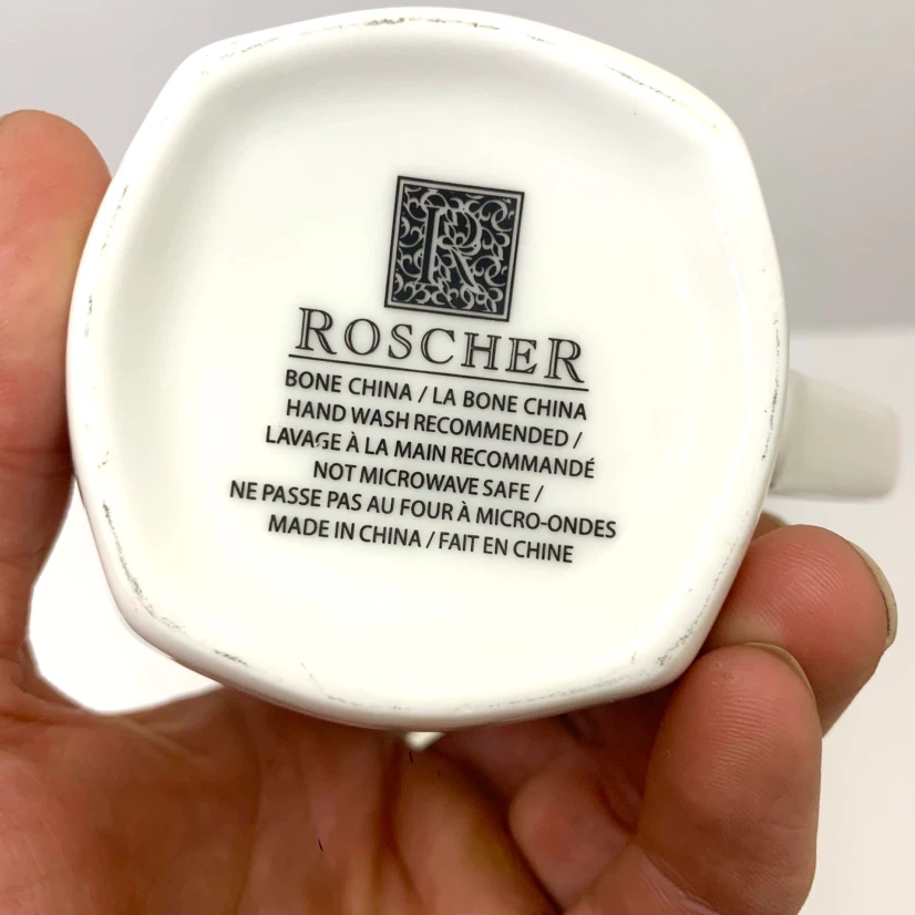Bone China Coffee Mugs White Tea Cups Roscher Set of 5 Ceramic - photo 4