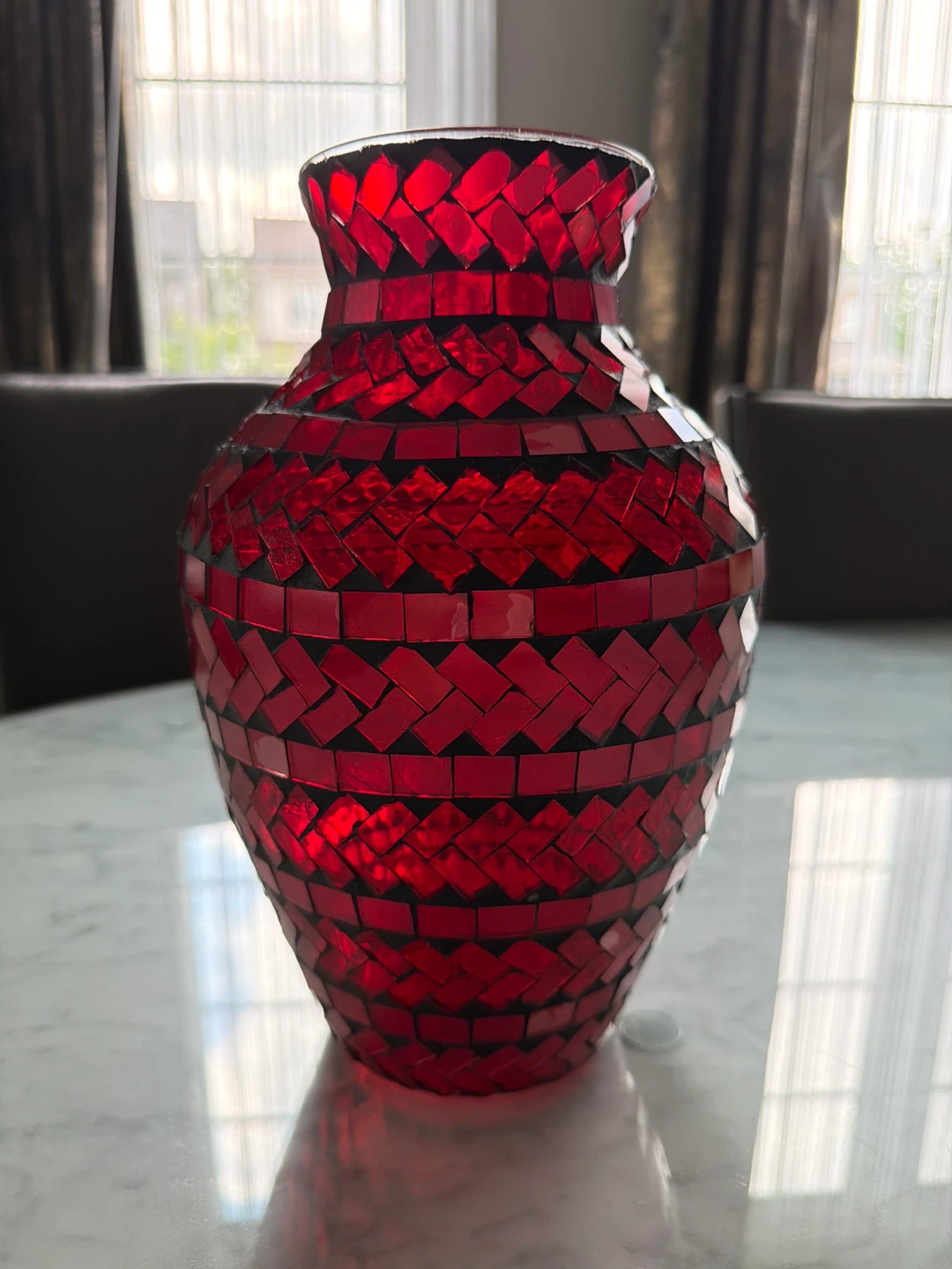 Red Mosaic Glass Vase