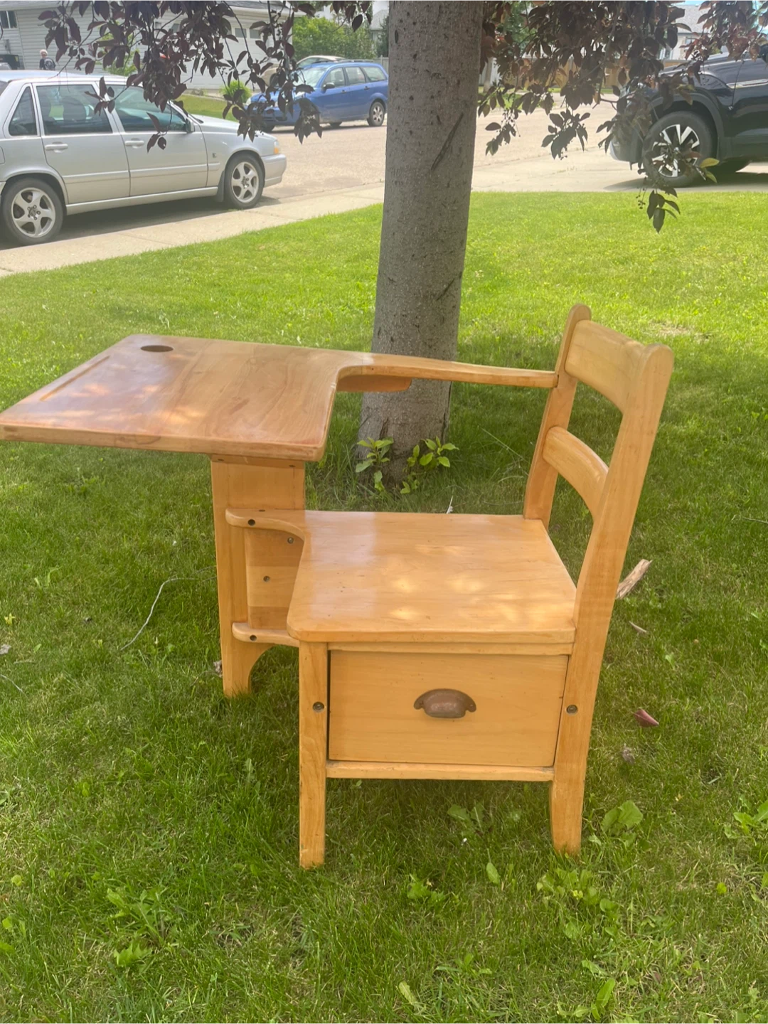 Vintage wooden school desk