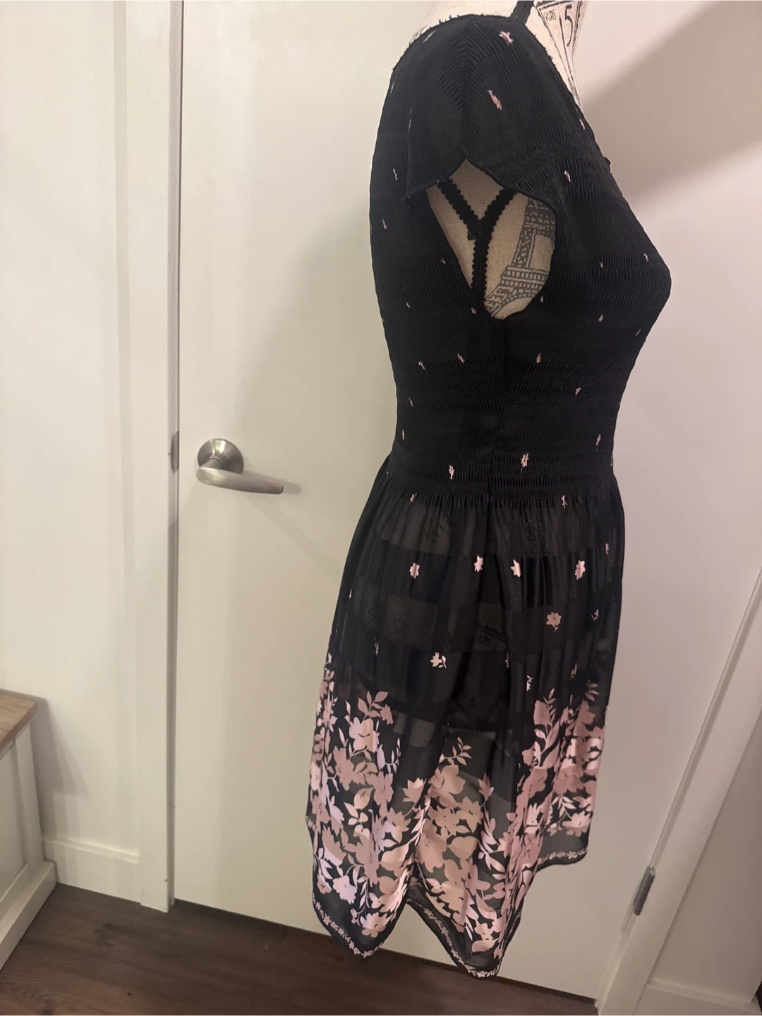 Black Floral Smocked  Dress - photo 2