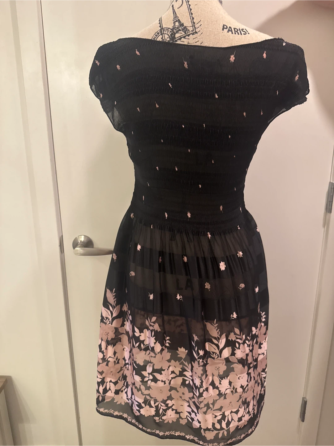 Black Floral Smocked  Dress - photo 3