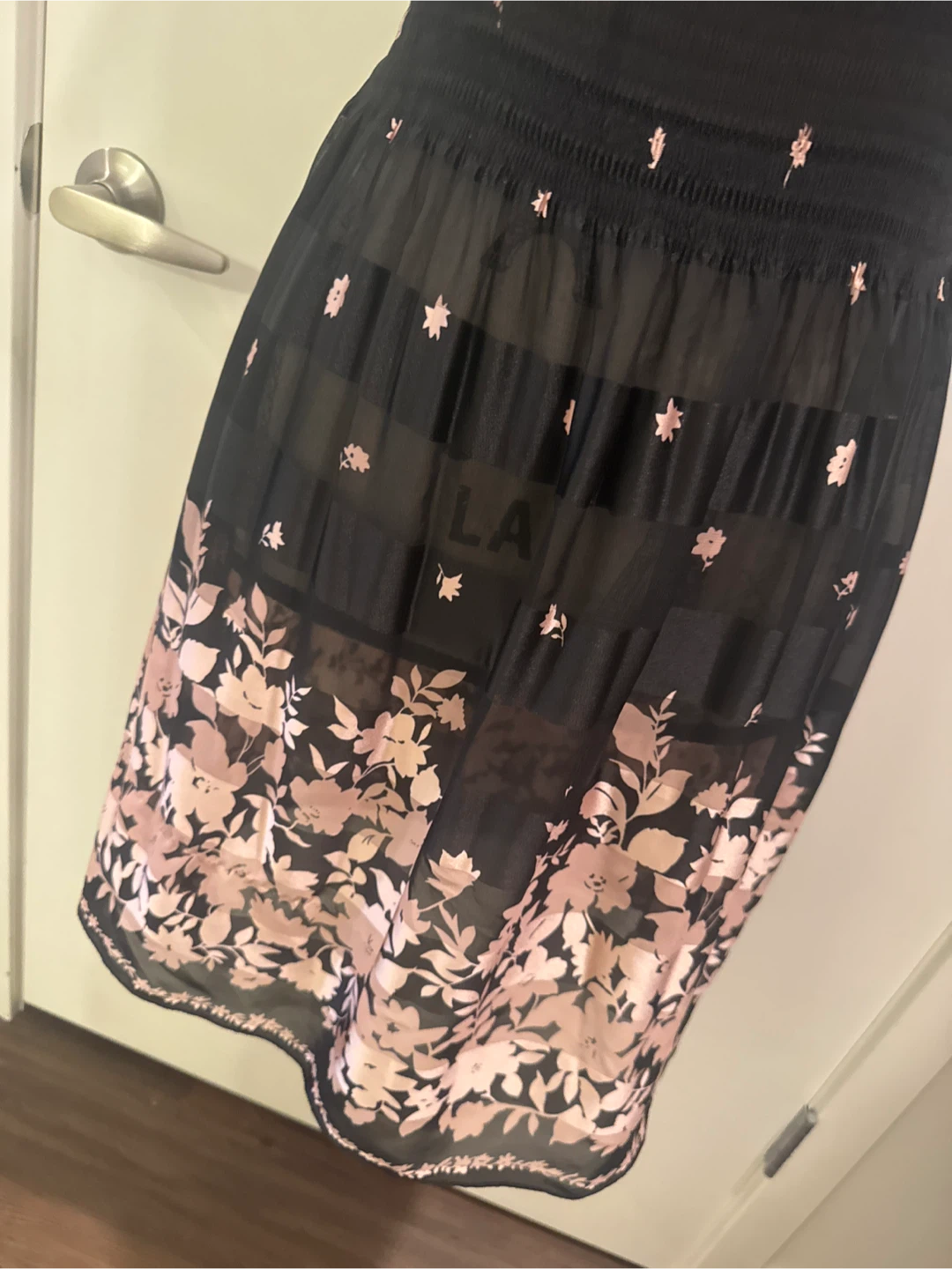 Black Floral Smocked  Dress - photo 4
