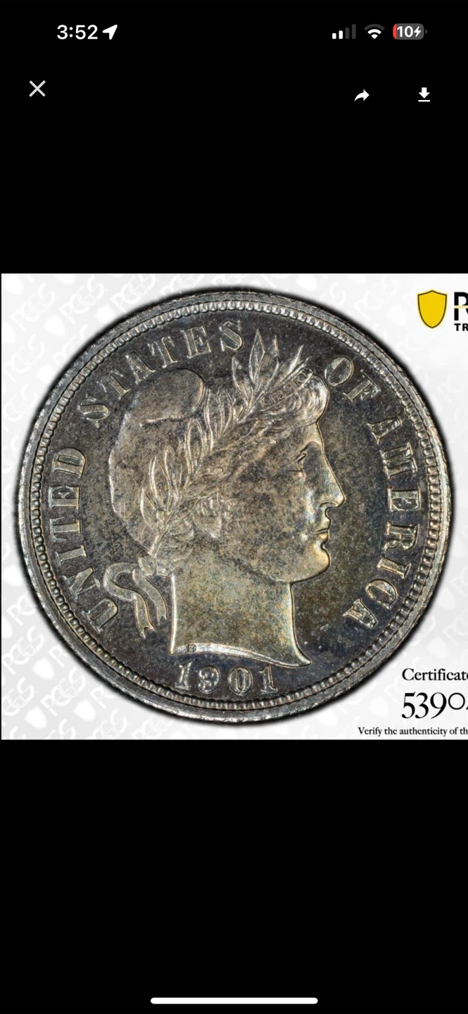 1901 PCGS PR65 Barber Dime - photo 4