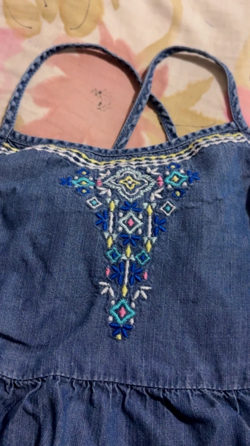 Girls Denim Dress with Embroidery