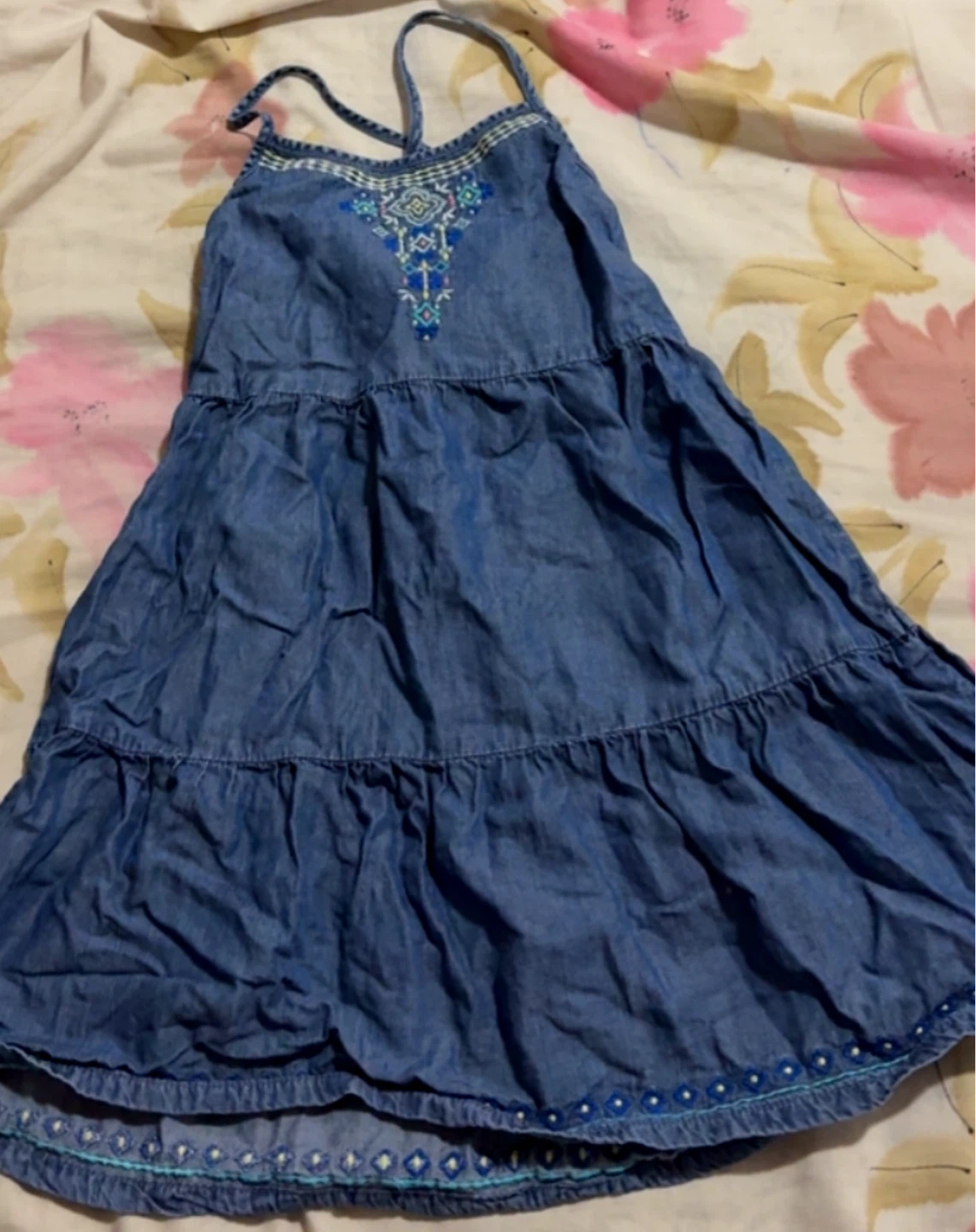 Girls Denim Dress with Embroidery - photo 3
