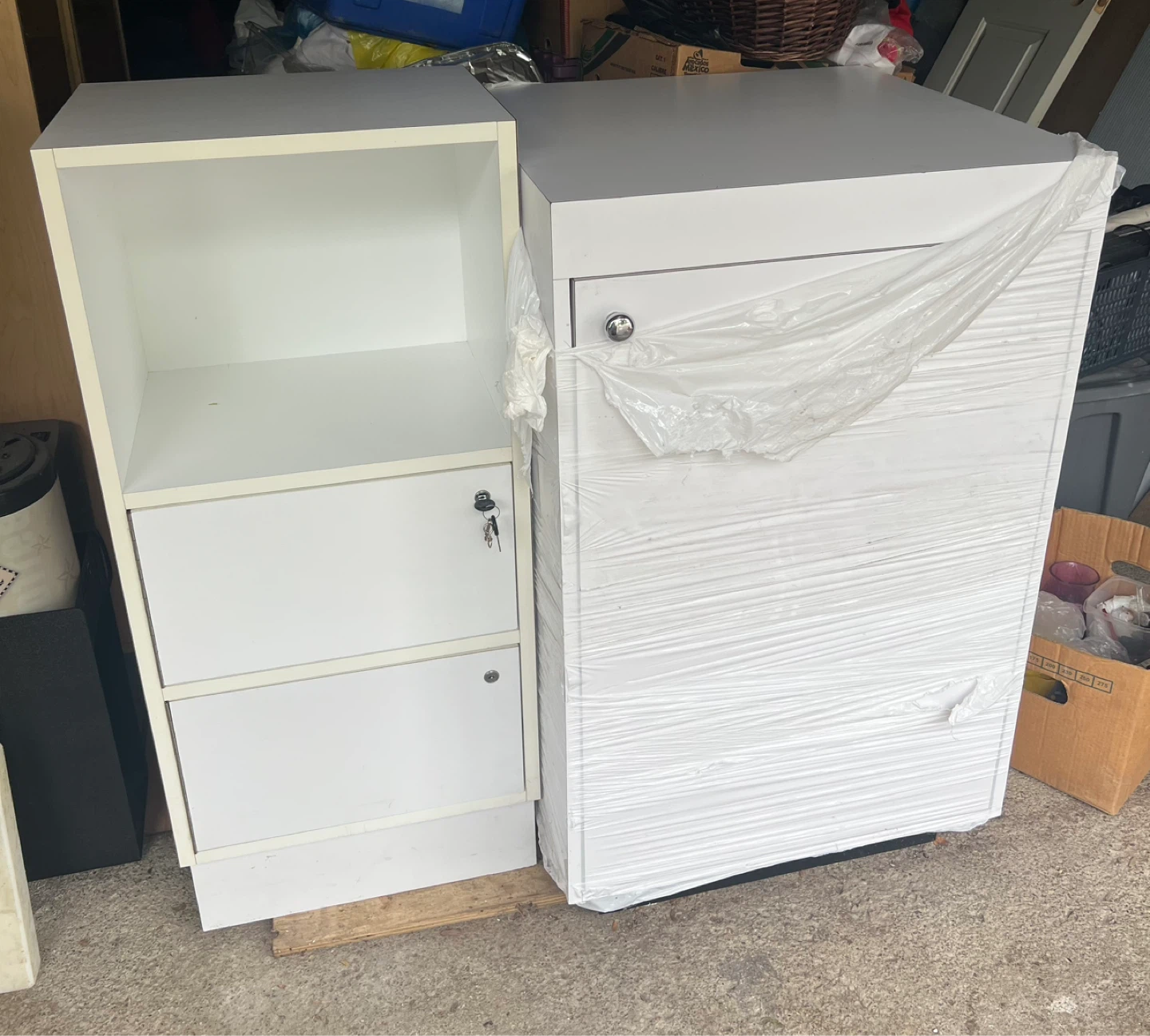 White Storage Cabinets with Drawers