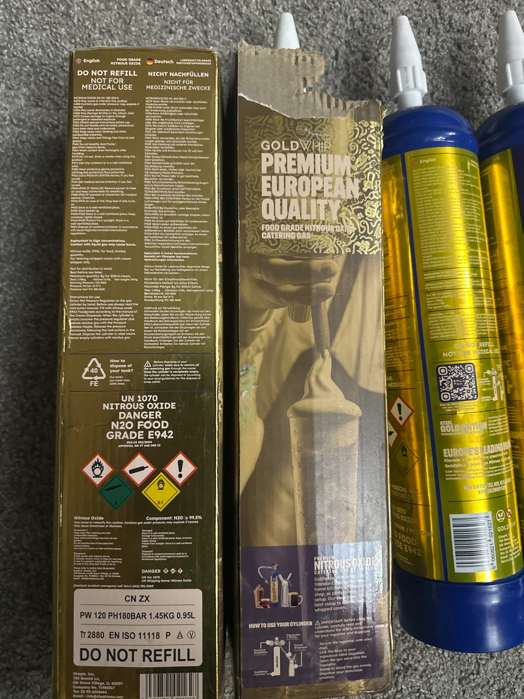 Used GoldWhip 700g Nitrous Oxide Cylinders (4-Pack) - photo 3