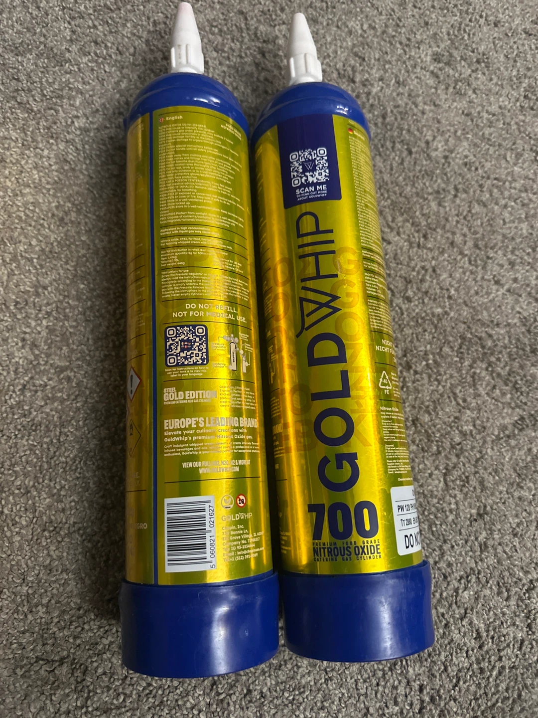 Used GoldWhip 700g Nitrous Oxide Cylinders (4-Pack) - photo 4