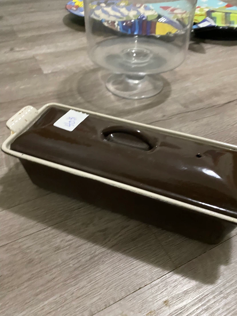Brown le Creset  loaf or pate Pan with Lid