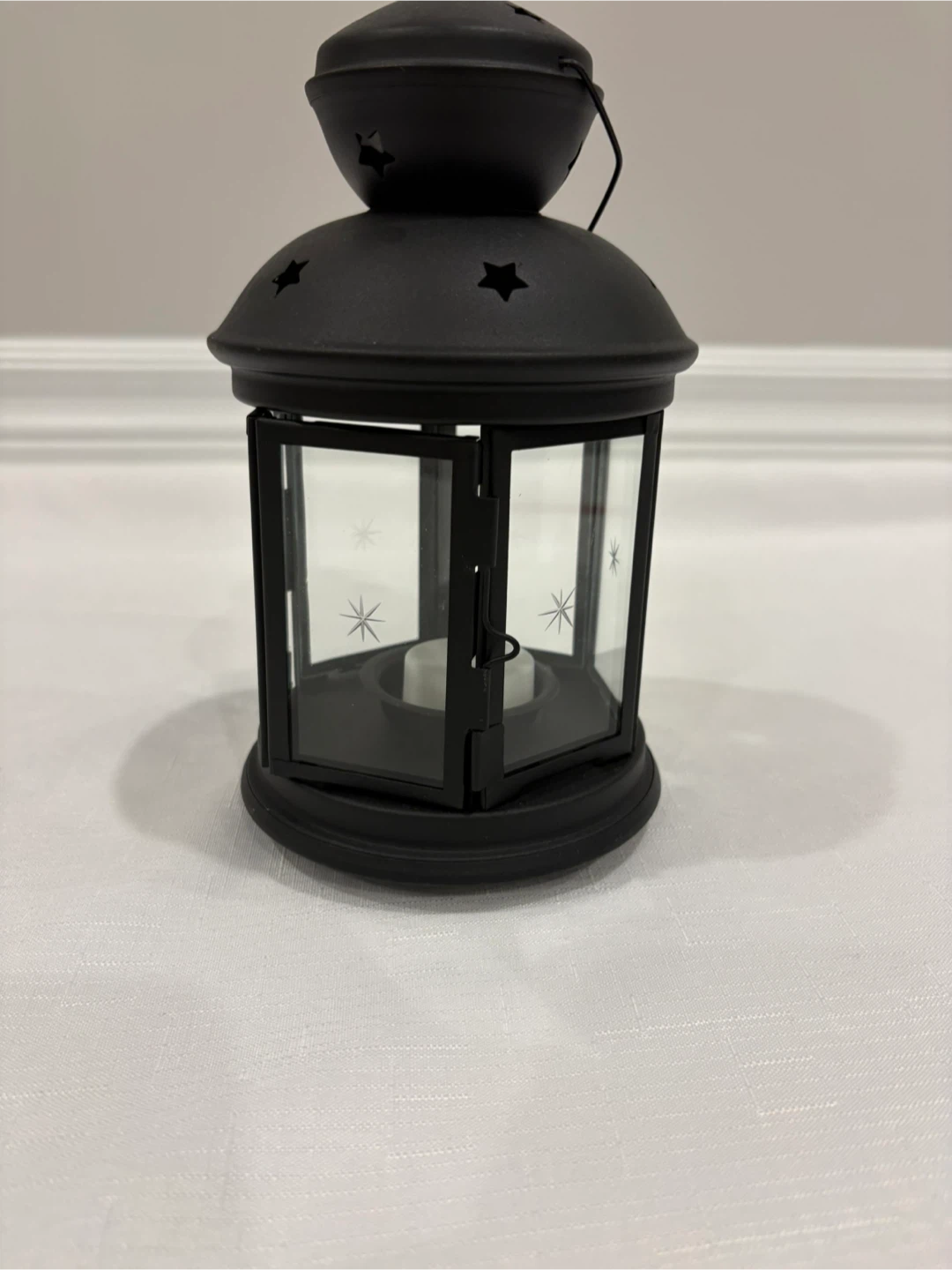 Black Star Accent Lantern with LED Candle