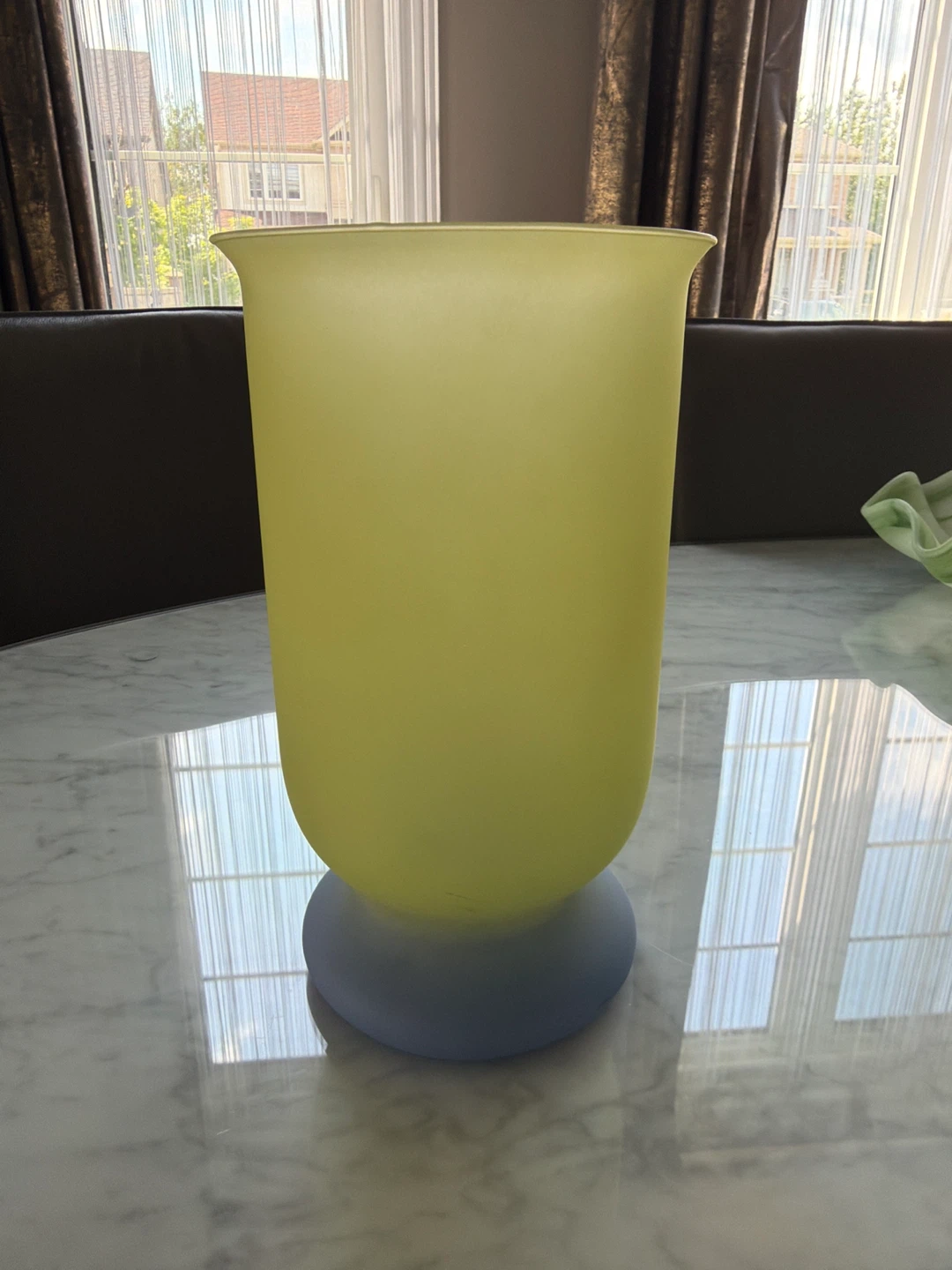 Frosted Yellow and Blue Vase
