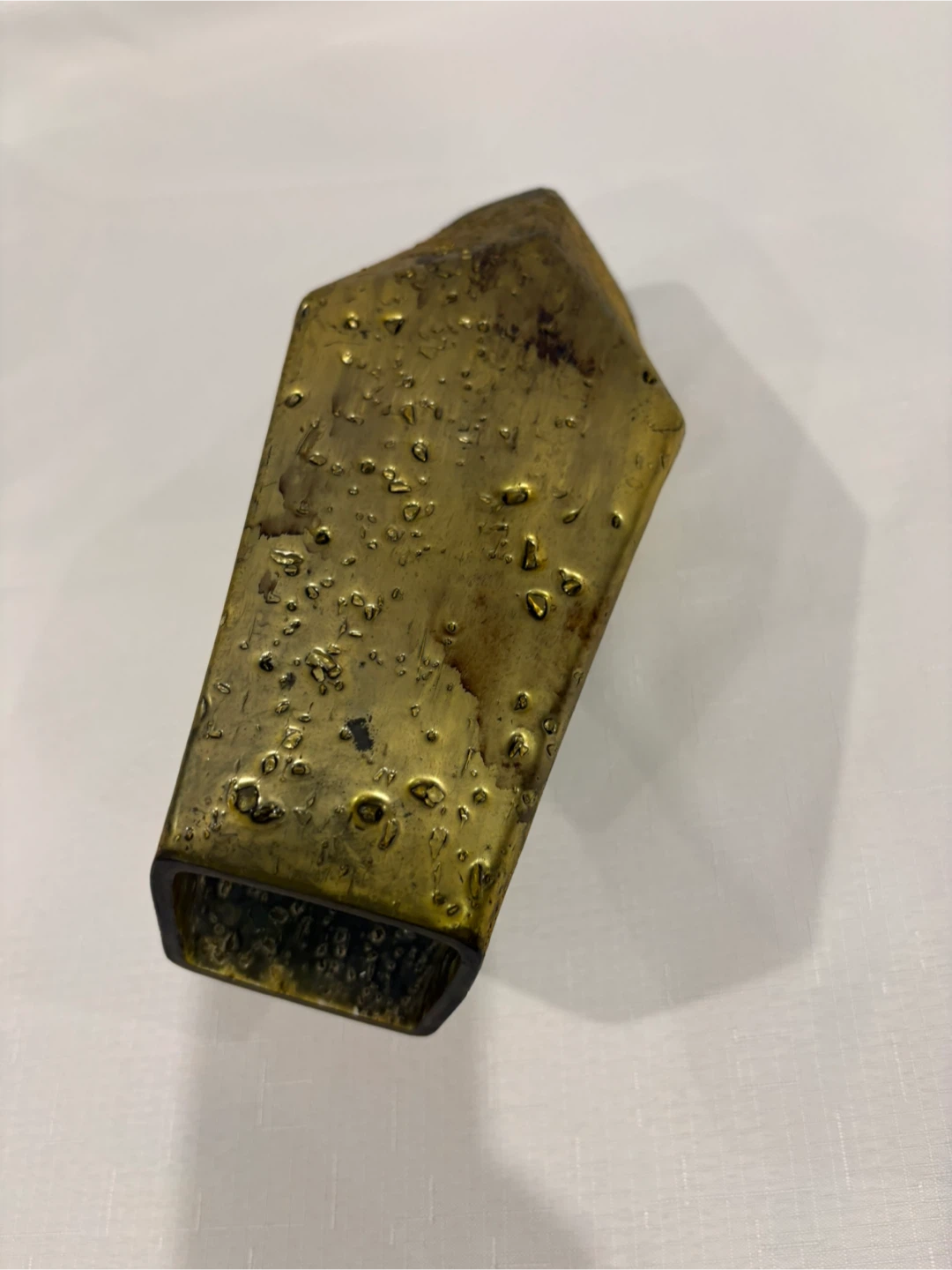 Gold Textured Geometric Glass Vase - photo 4