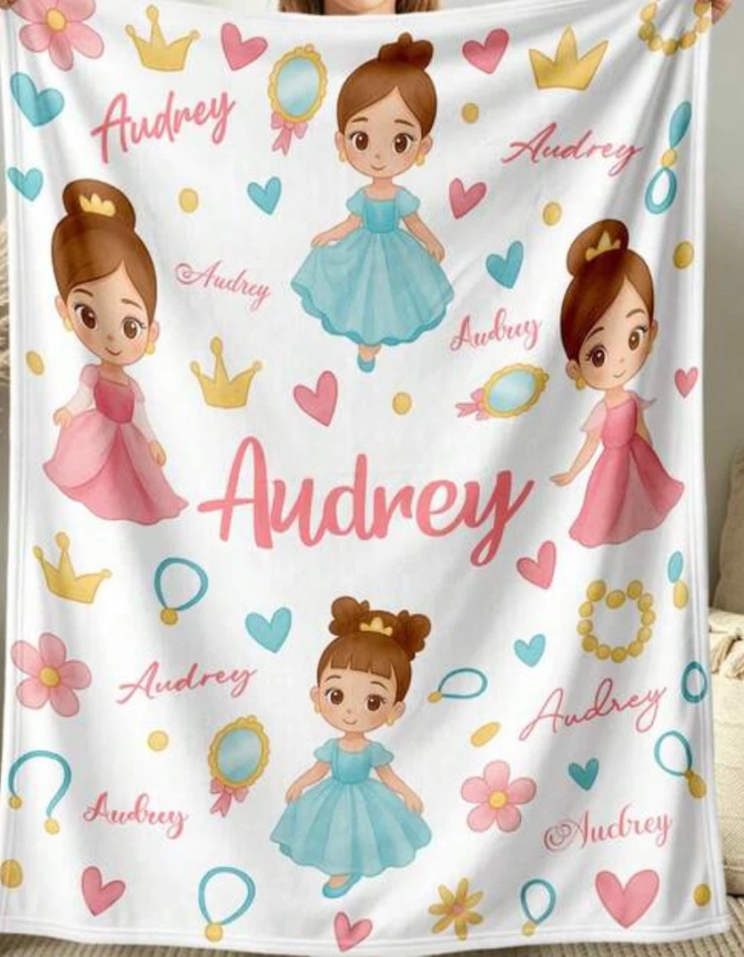 Personalized Audrey Princess Blanket customise any colour