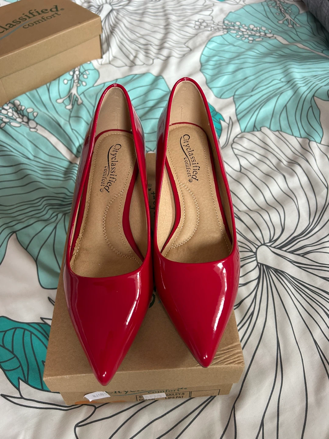 Red Patent Pointed Toe Heels - Size 8 - photo 2