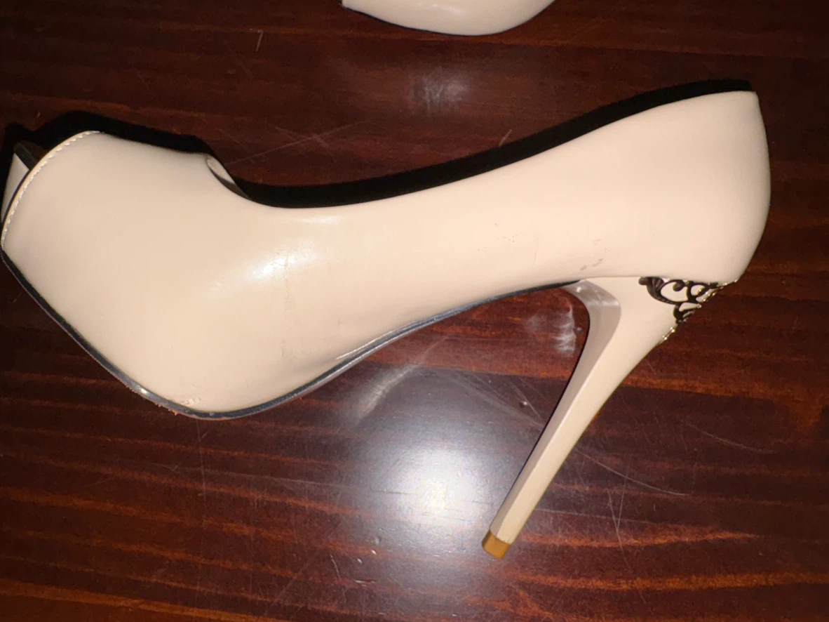Women's Beige Peep-Toe High Heel Shoes - photo 3