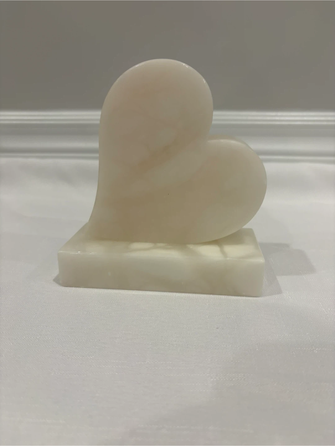 White Heart Stone Sculpture