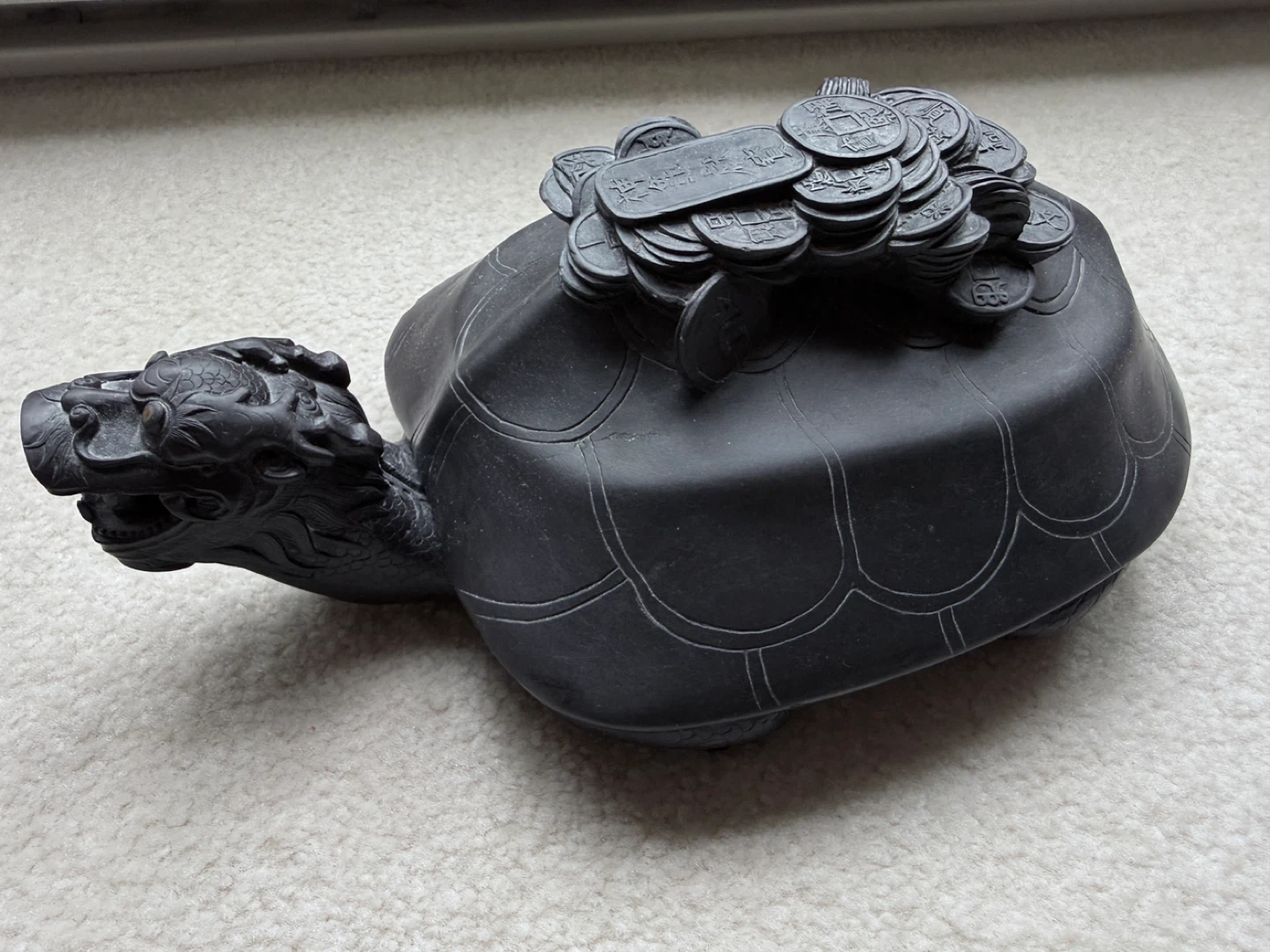 Antique Chinese large Black Turtle Dragon inkstone