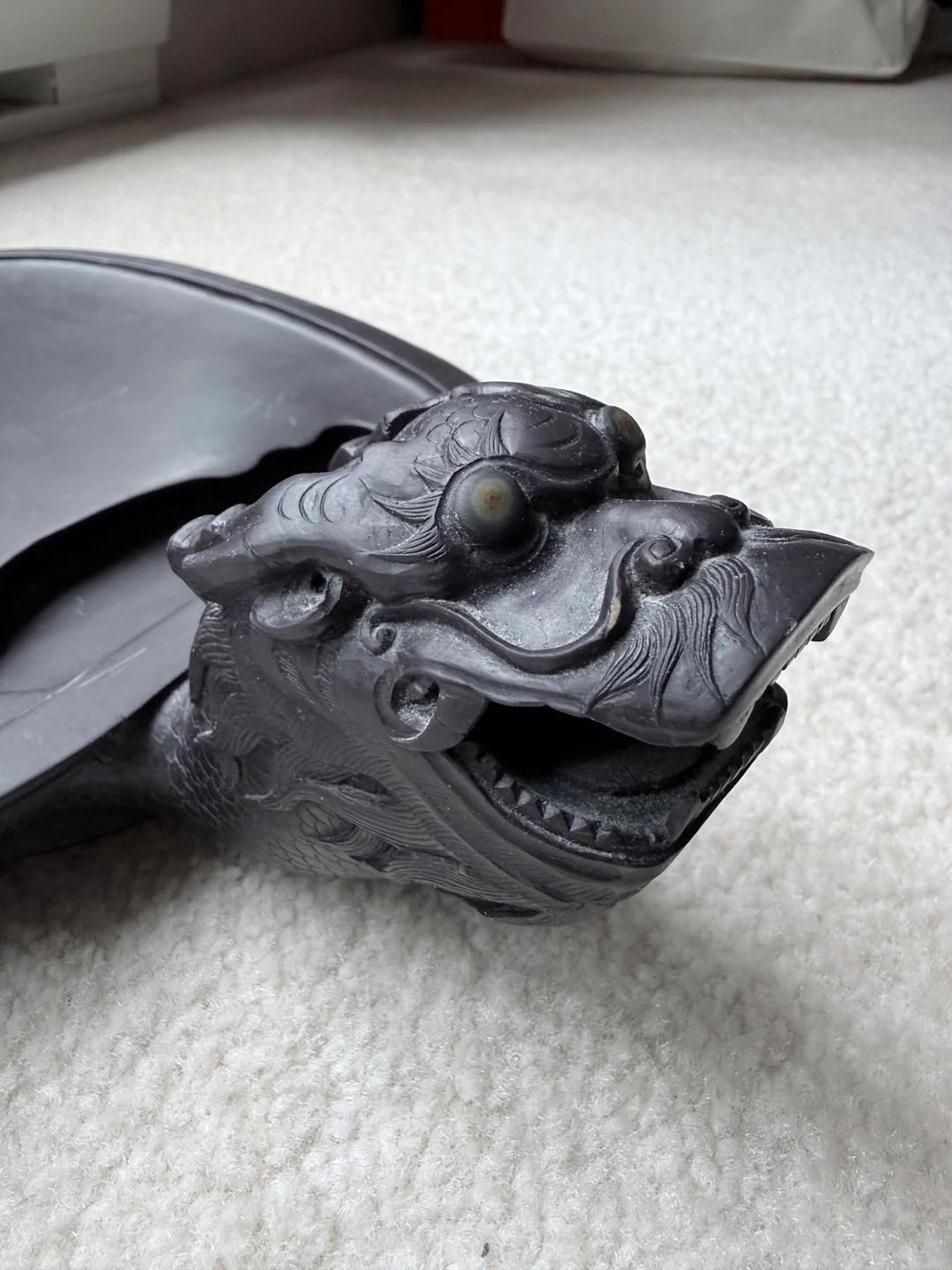 Antique Chinese large Black Turtle Dragon inkstone - photo 2