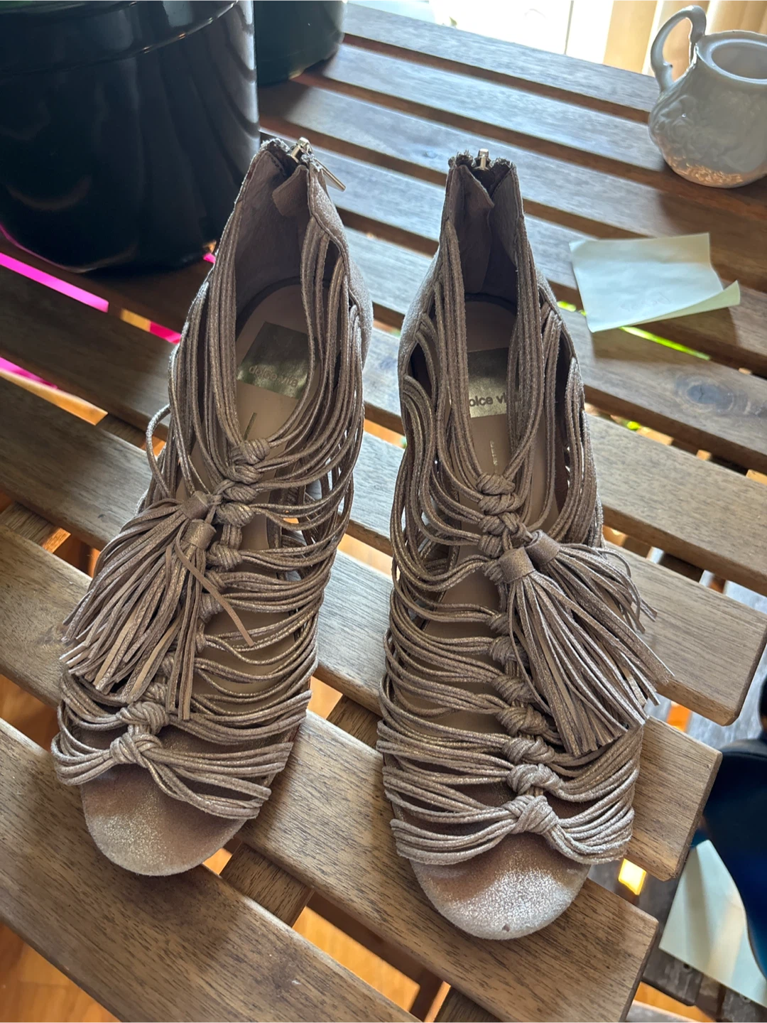 Dolce Vita Strappy Fringe Heeled Sandals