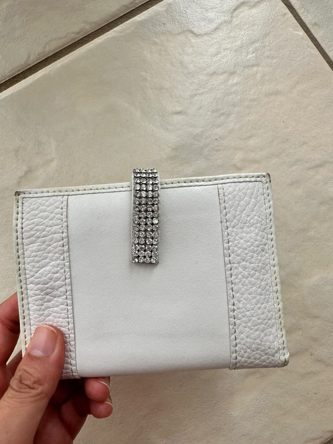 White Swarovski Wallet with Rhinestone Clasp