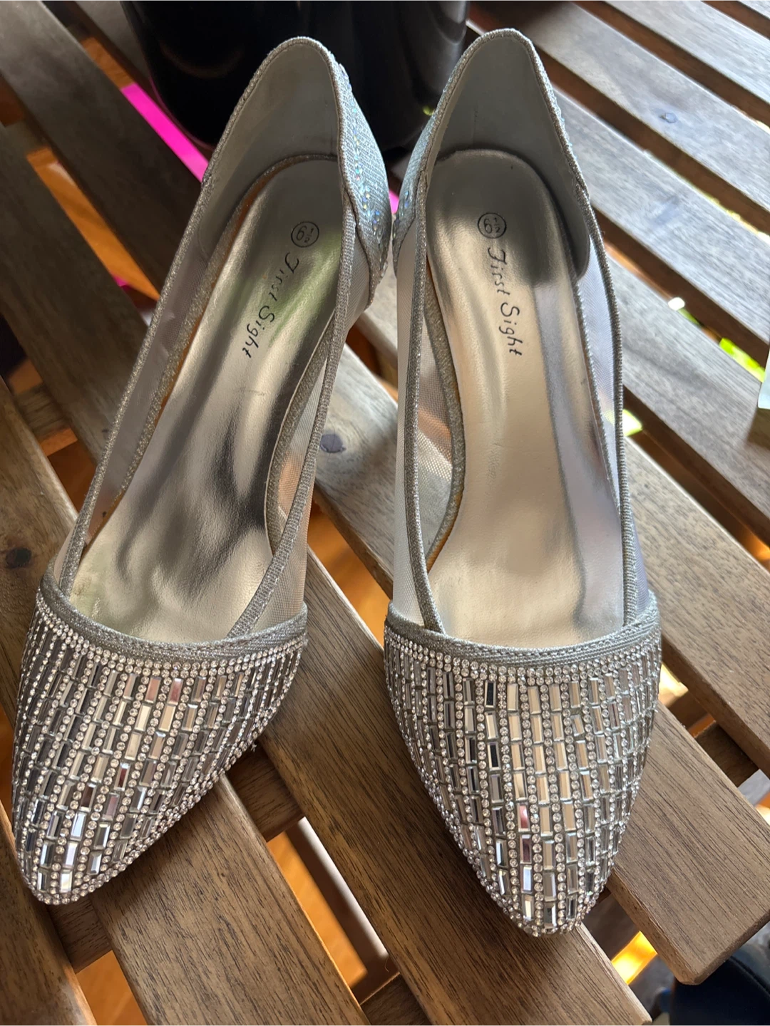 First Sight Silver Embellished Heels