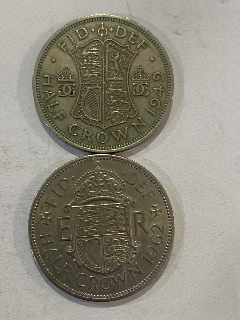 Two British Half Crown Coins - 1949 and 1962 - photo 2