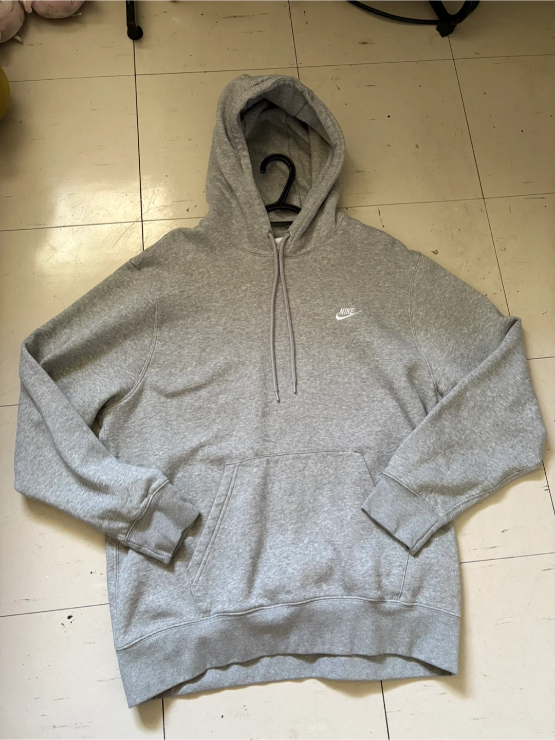 Grey Nike Club Fleece Pullover Hoodie