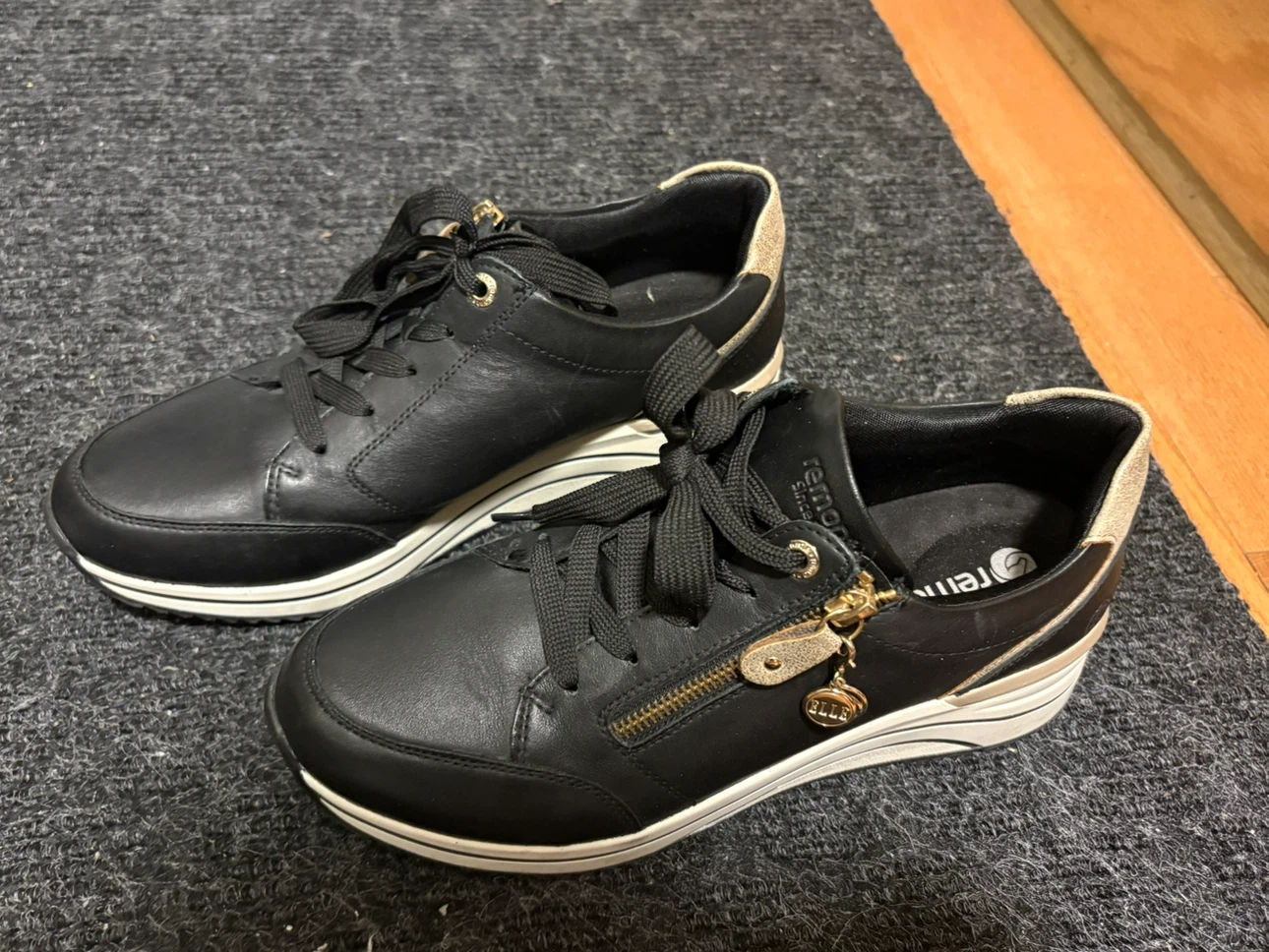Remonte Black Leather Sneakers with Side Zip - photo 2