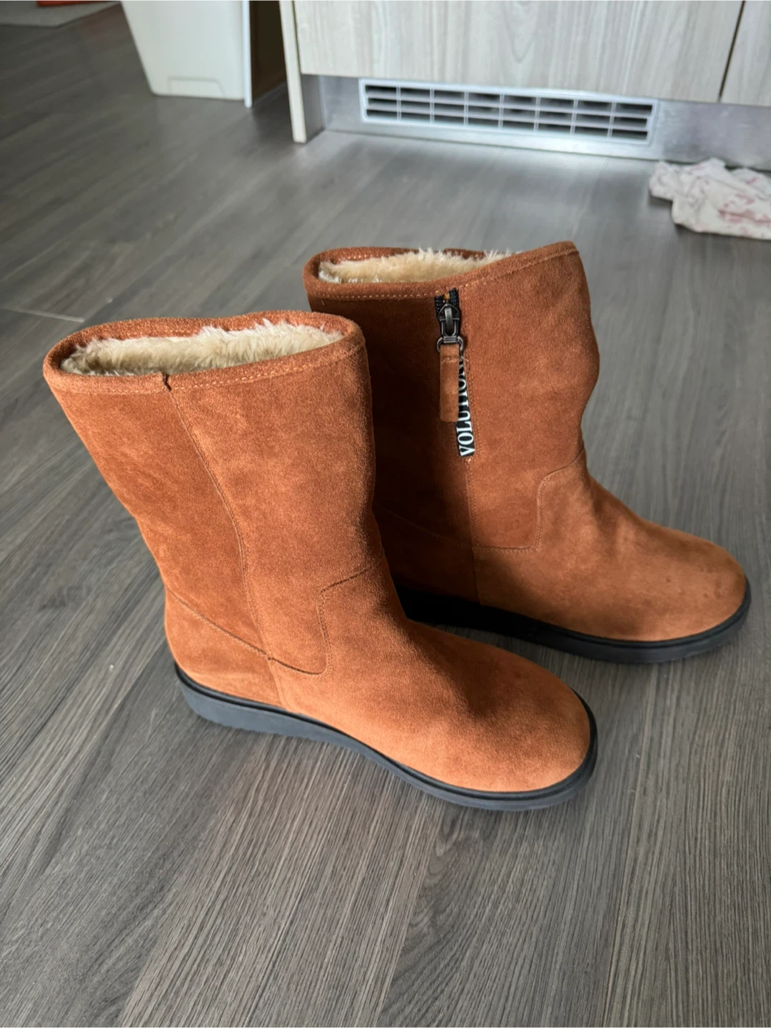 Ladies Brown Suede Fur Lined Mid Winter Boots - photo 2