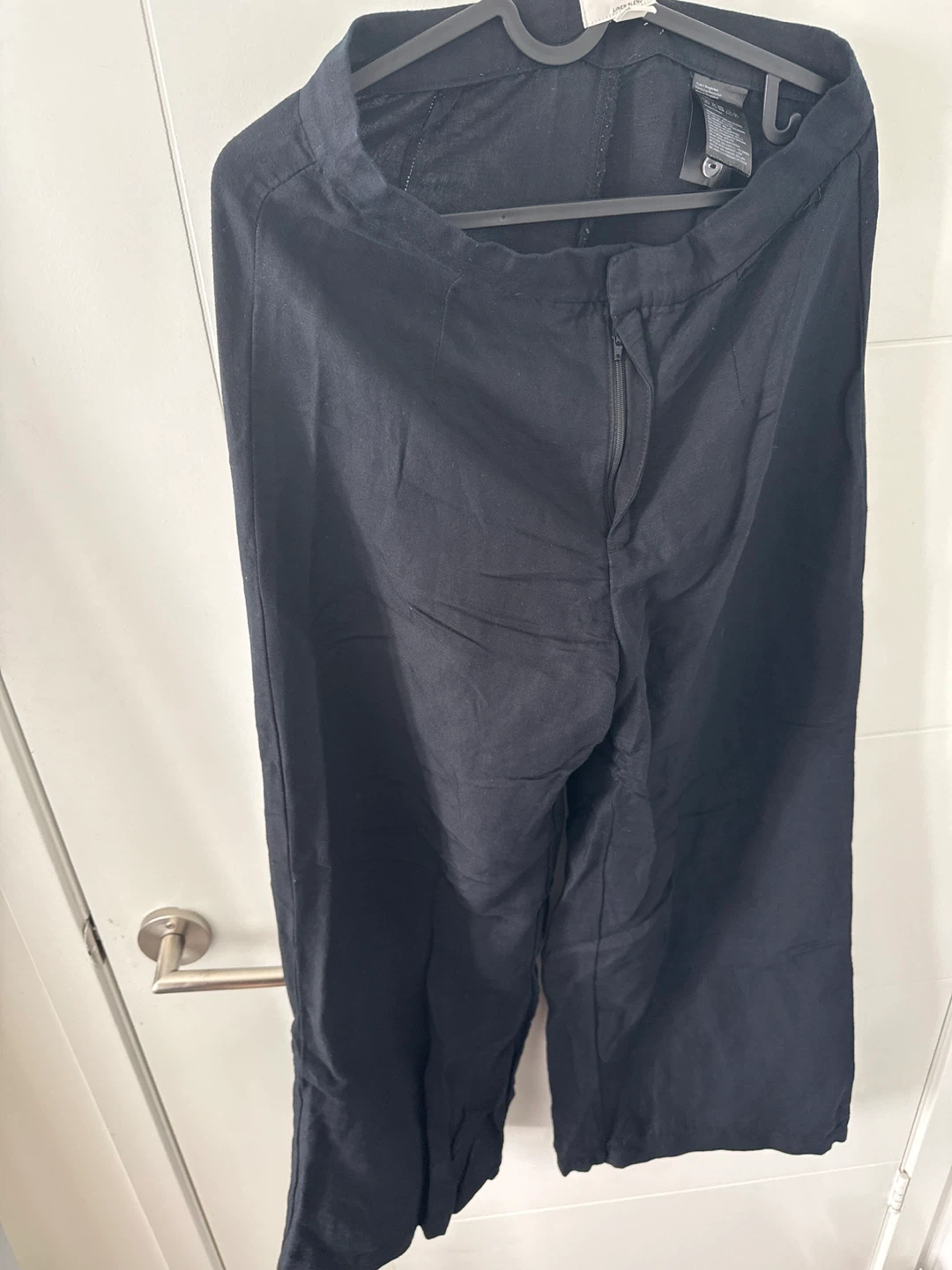 H&M Linen Blend Black Wide Leg Pants