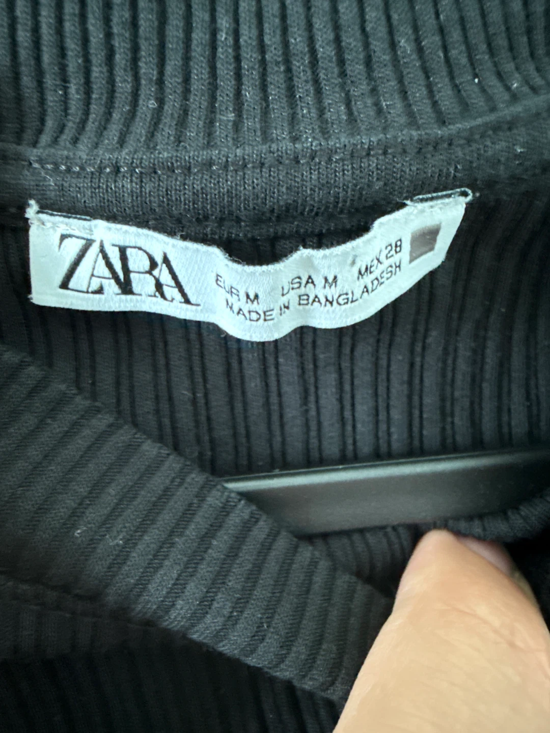 Black Ribbed Tank Top - Zara Size M - photo 2